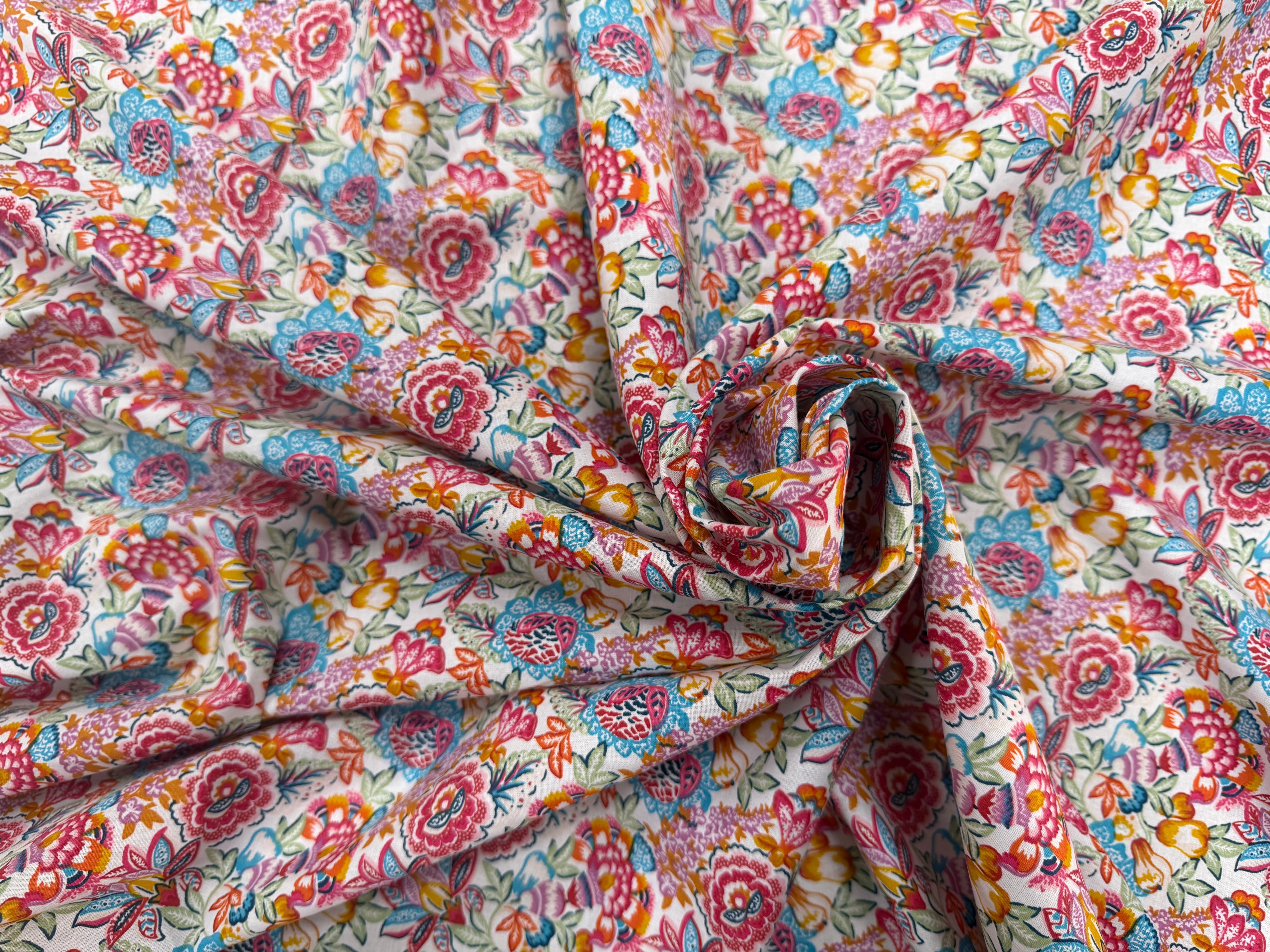 PERCALE DE COTON ESMERALDA BLANC BLEU 150 CM - My Little Coupon