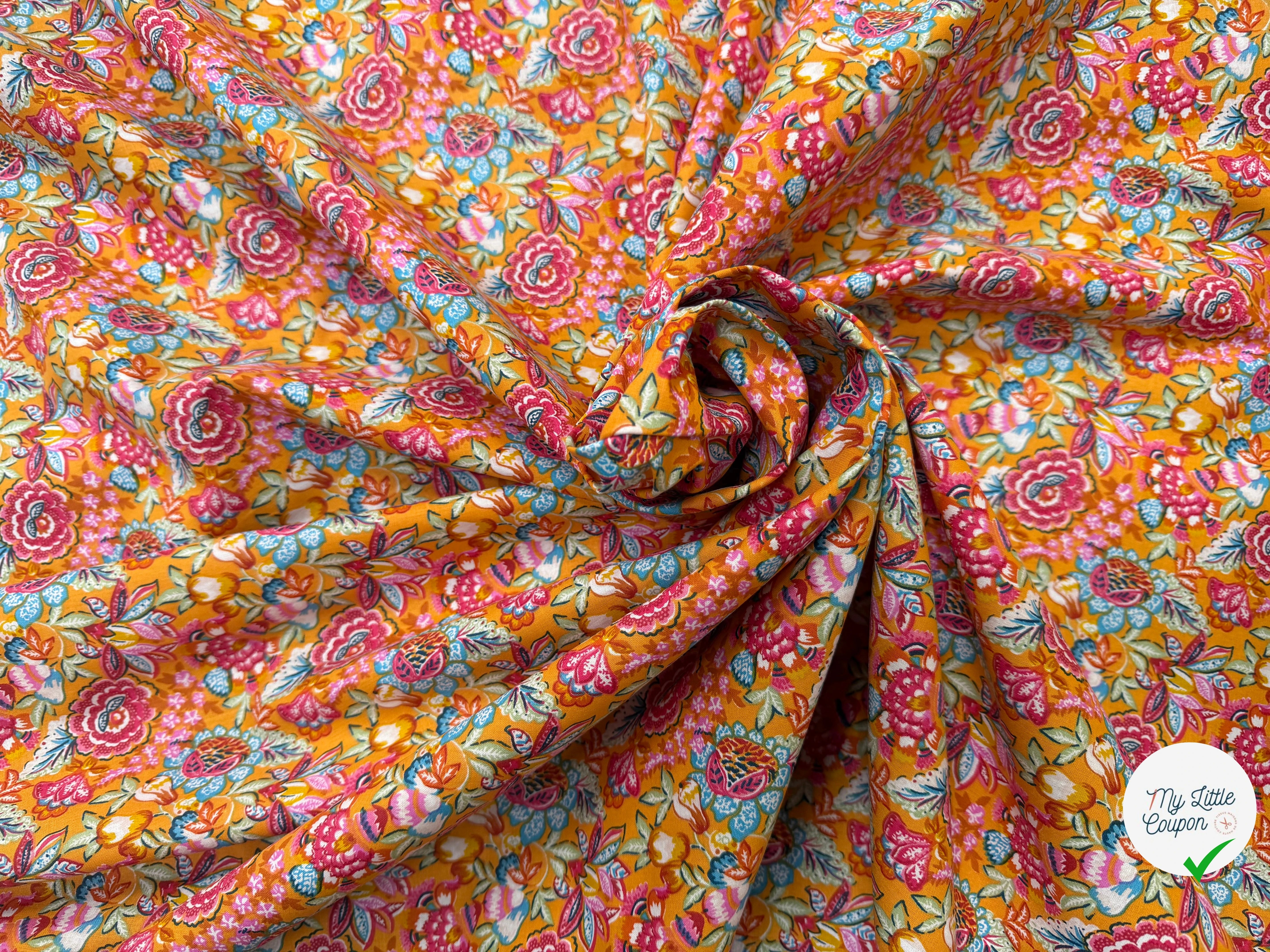 PERCALE DE COTON ESMERALDA JAUNE 150 CM - My Little Coupon