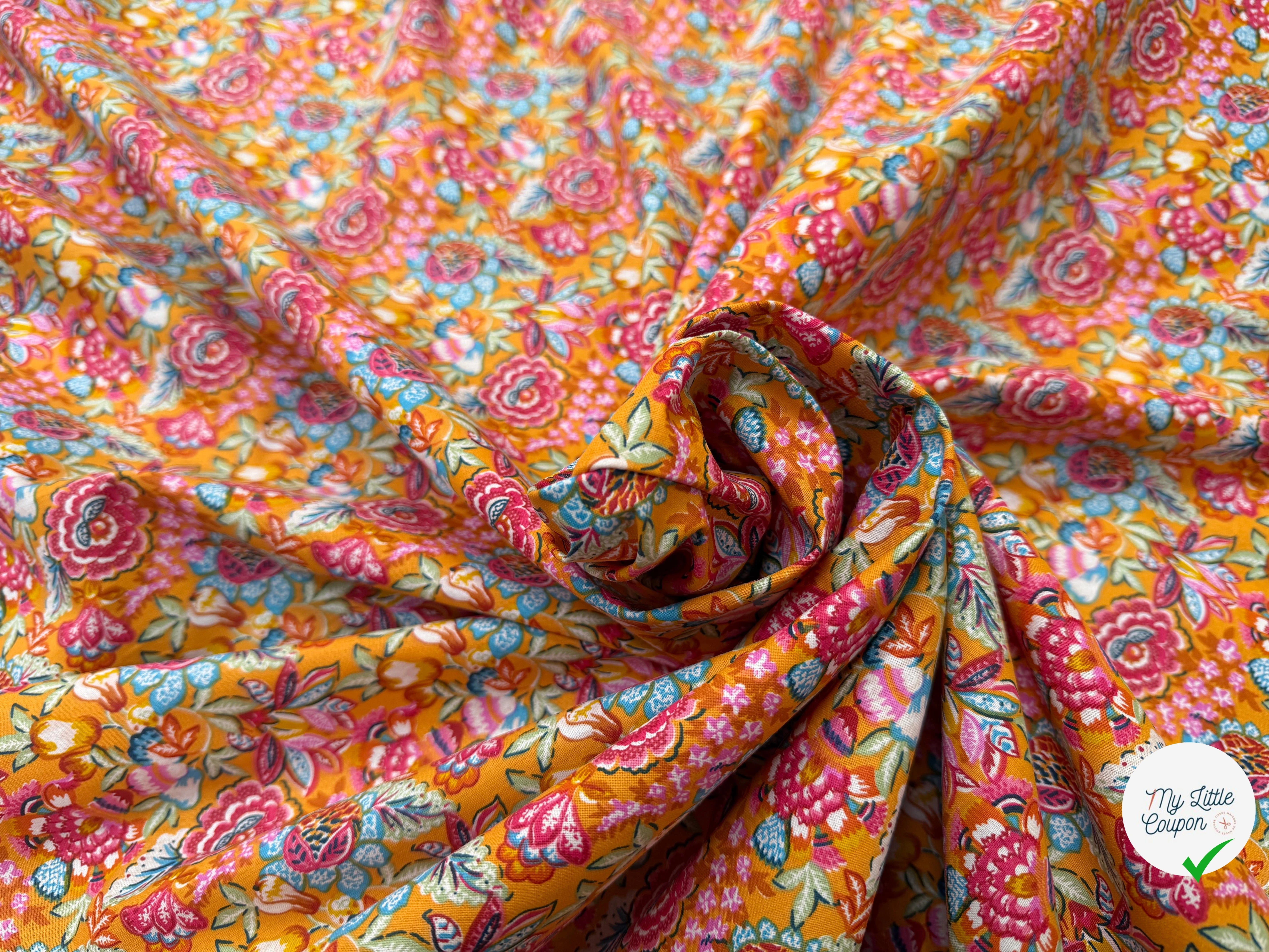 PERCALE DE COTON ESMERALDA JAUNE 150 CM - My Little Coupon