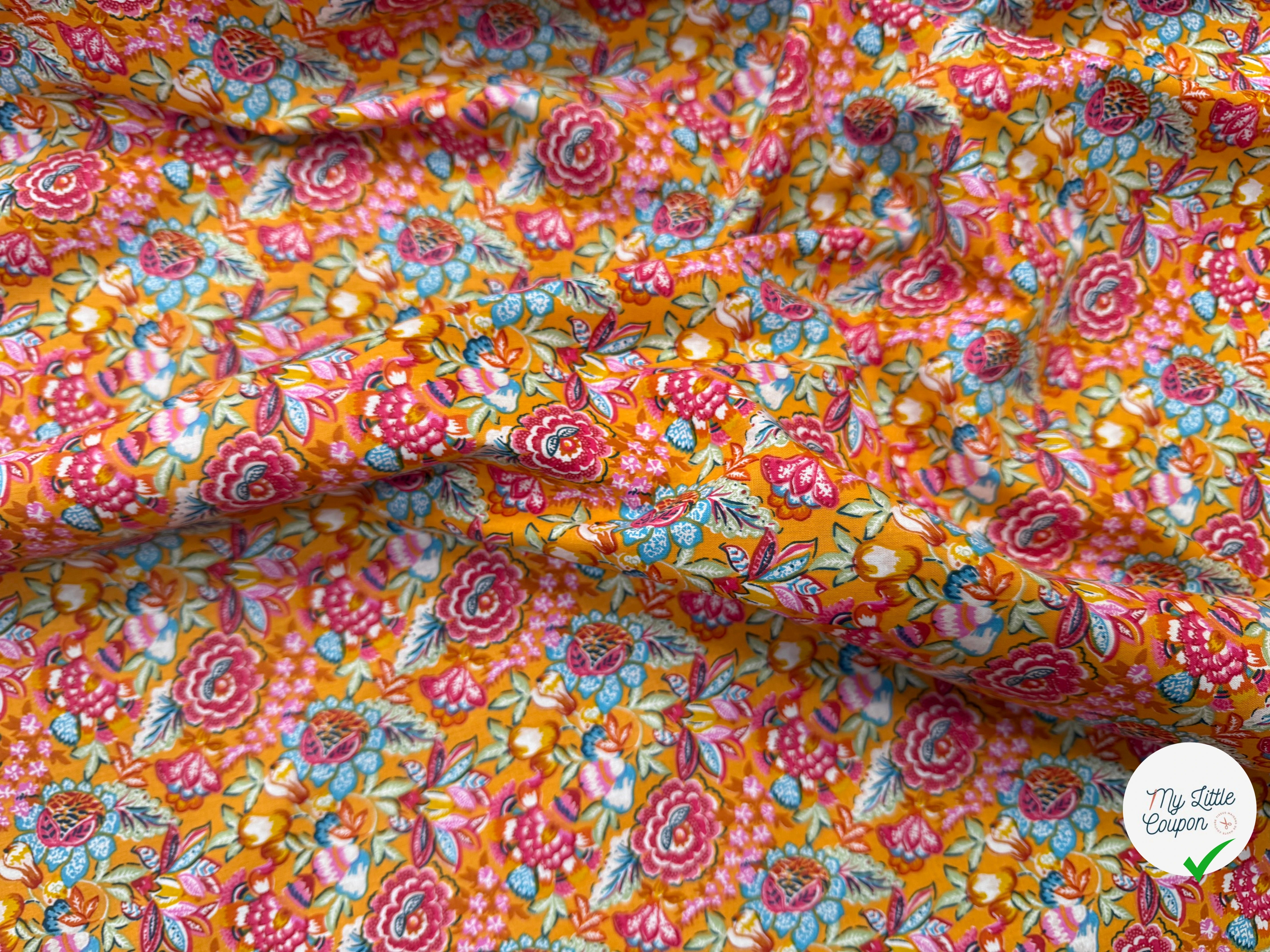 PERCALE DE COTON ESMERALDA JAUNE 150 CM - My Little Coupon