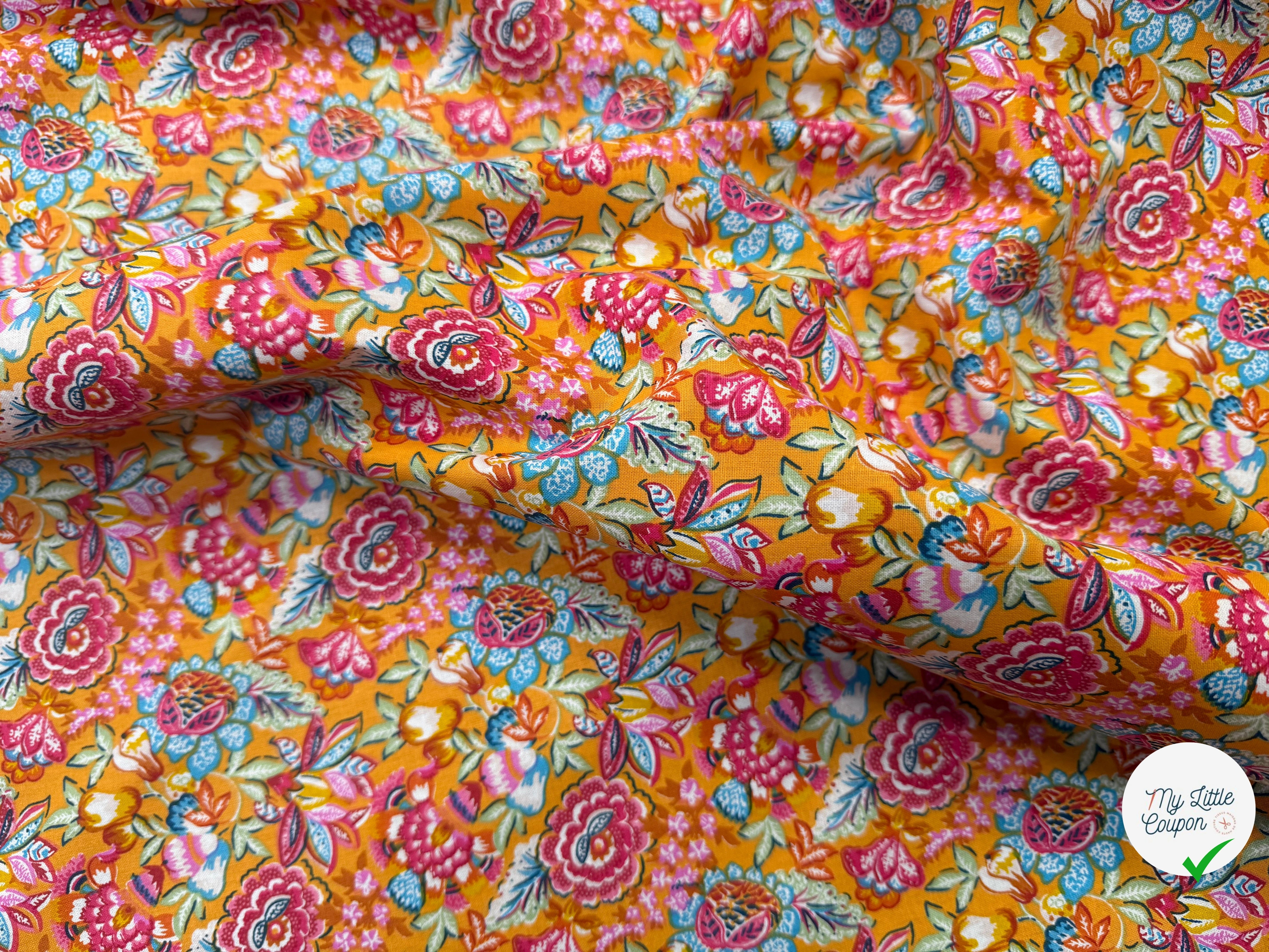 PERCALE DE COTON ESMERALDA JAUNE 150 CM - My Little Coupon
