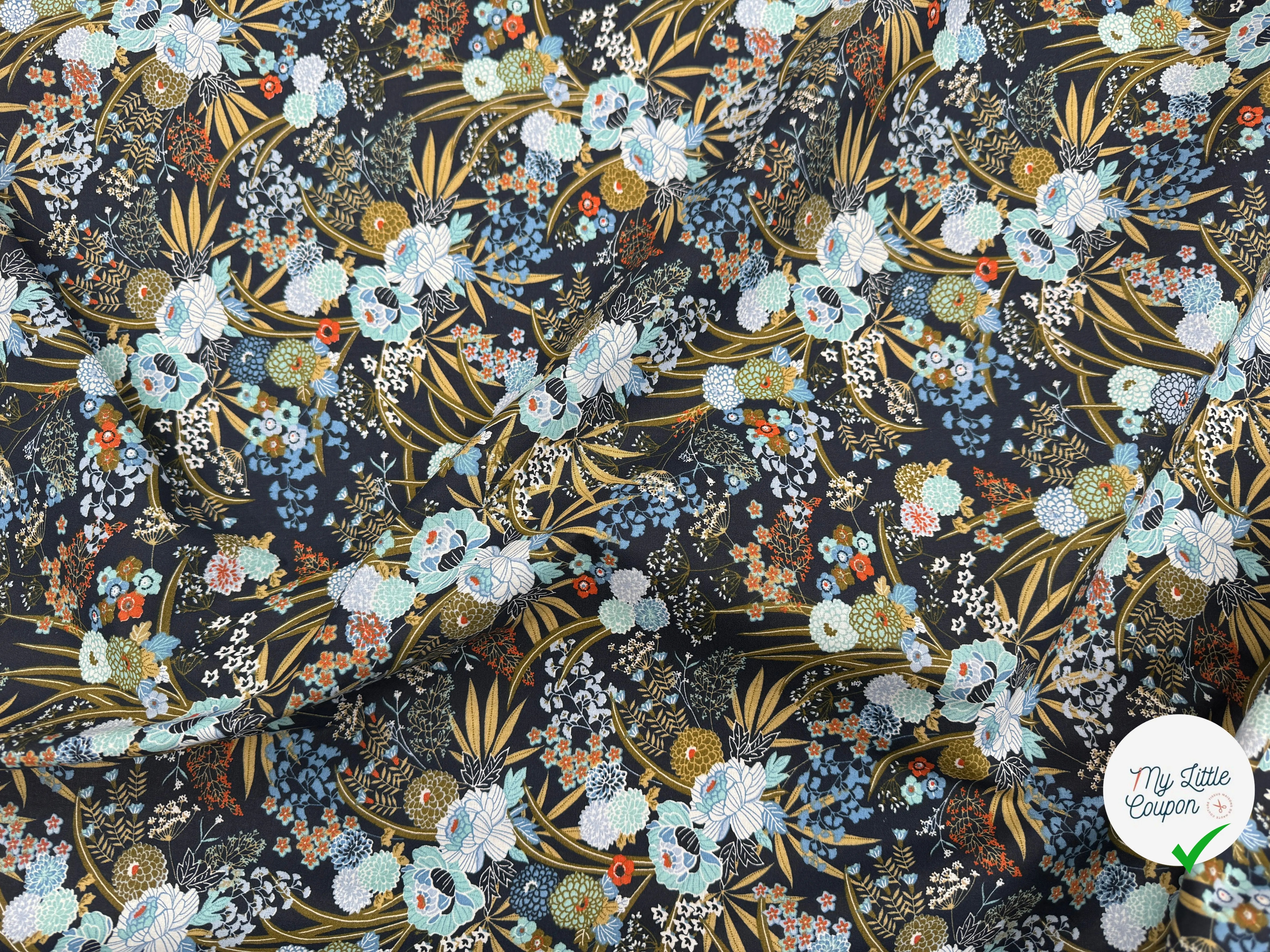 PERCALE DE COTON HARMONIE INDIGO - My Little Coupon