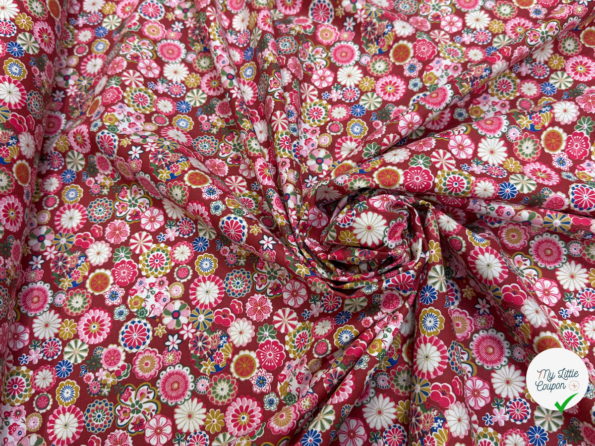 PERCALE DE COTON HINATA ROSE 150 CM - My Little Coupon
