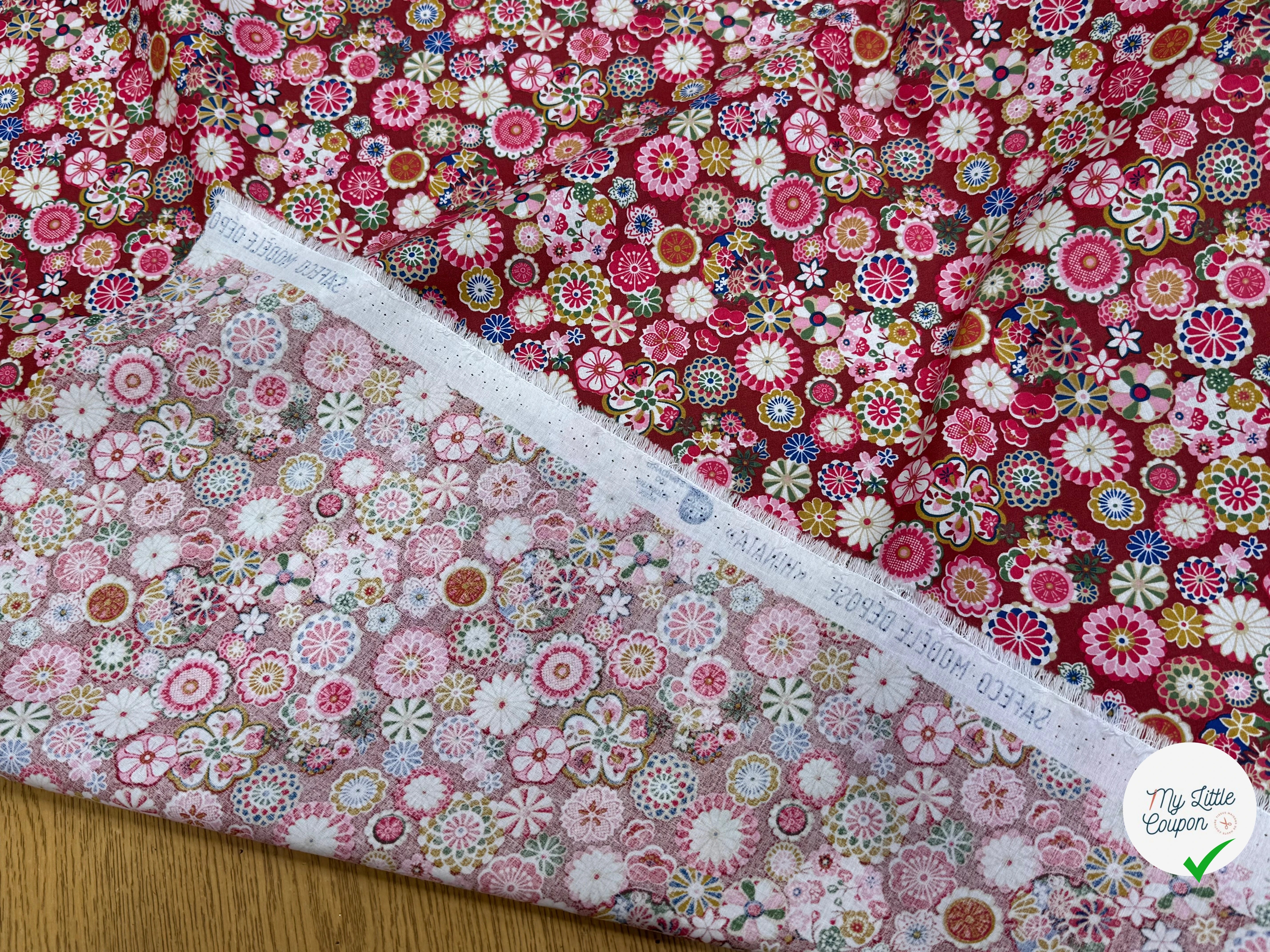 PERCALE DE COTON HINATA ROSE 150 CM - My Little Coupon