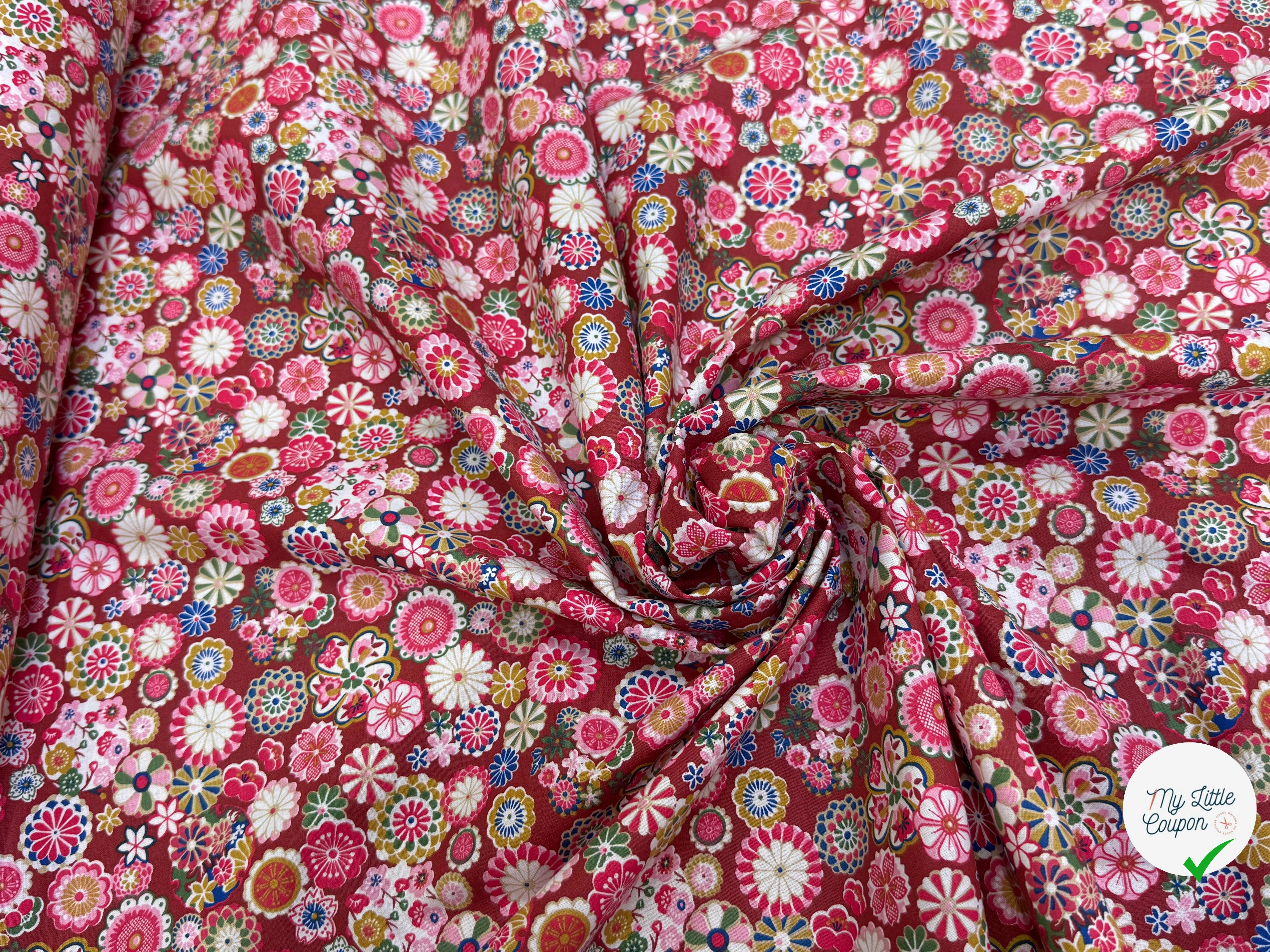 PERCALE DE COTON HINATA ROSE 150 CM - My Little Coupon