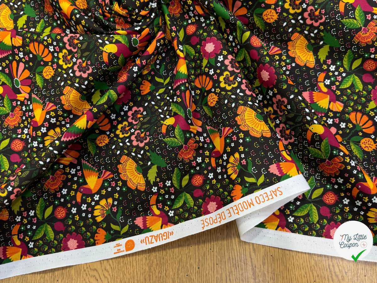 PERCALE DE COTON IGUAZU NOIR 150 CM - My Little Coupon