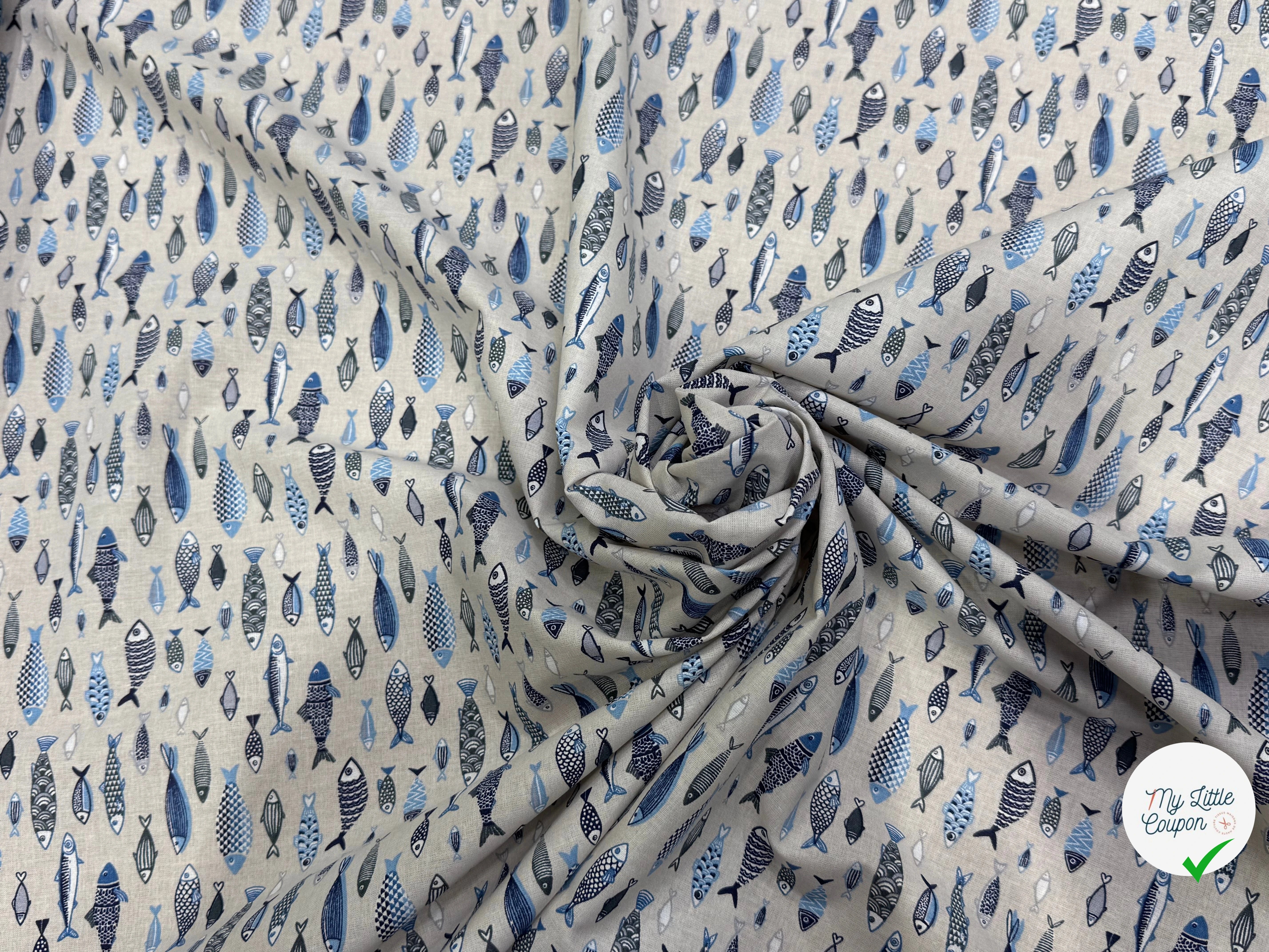 PERCALE DE COTON POISSON LIN 150 CM - My Little Coupon