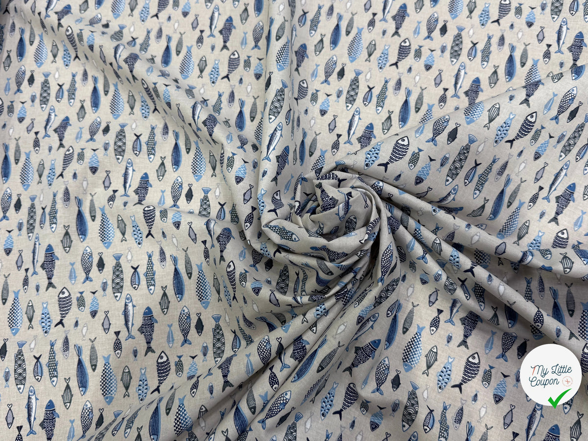 PERCALE DE COTON POISSON LIN 150 CM - My Little Coupon