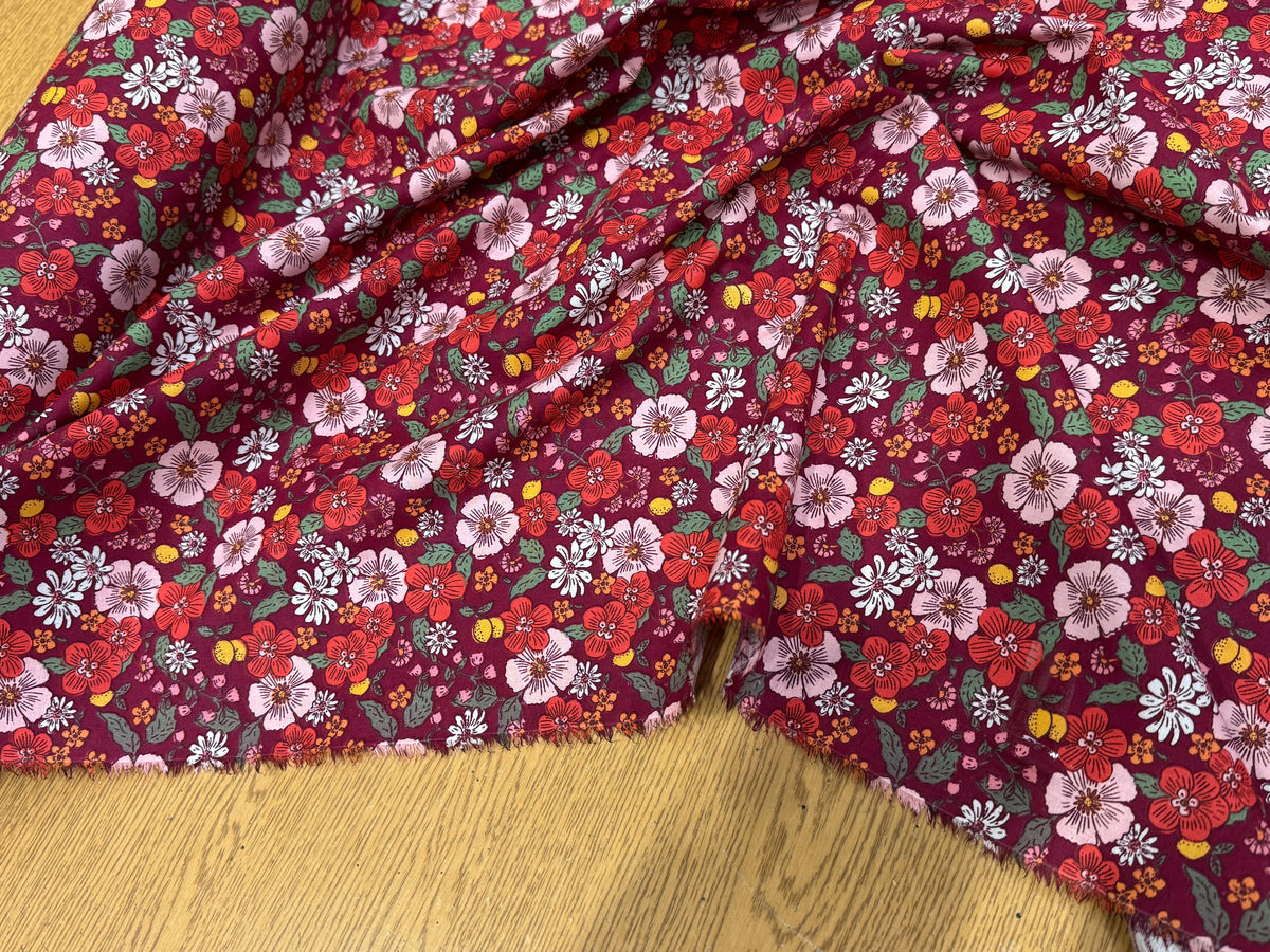 PERCALE DE COTON SUZIE BORDEAUX 150 CM - My Little Coupon