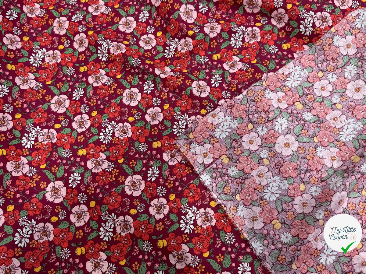 PERCALE DE COTON SUZIE BORDEAUX 150 CM - My Little Coupon