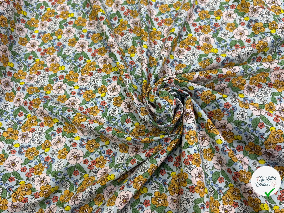 PERCALE DE COTON SUZIE CIEL 150 CM - My Little Coupon