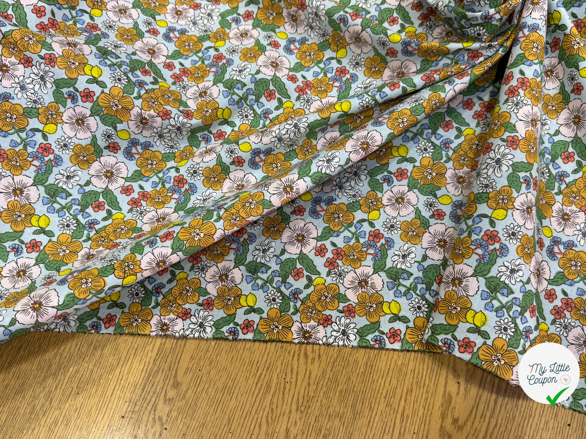 PERCALE DE COTON SUZIE CIEL 150 CM - My Little Coupon
