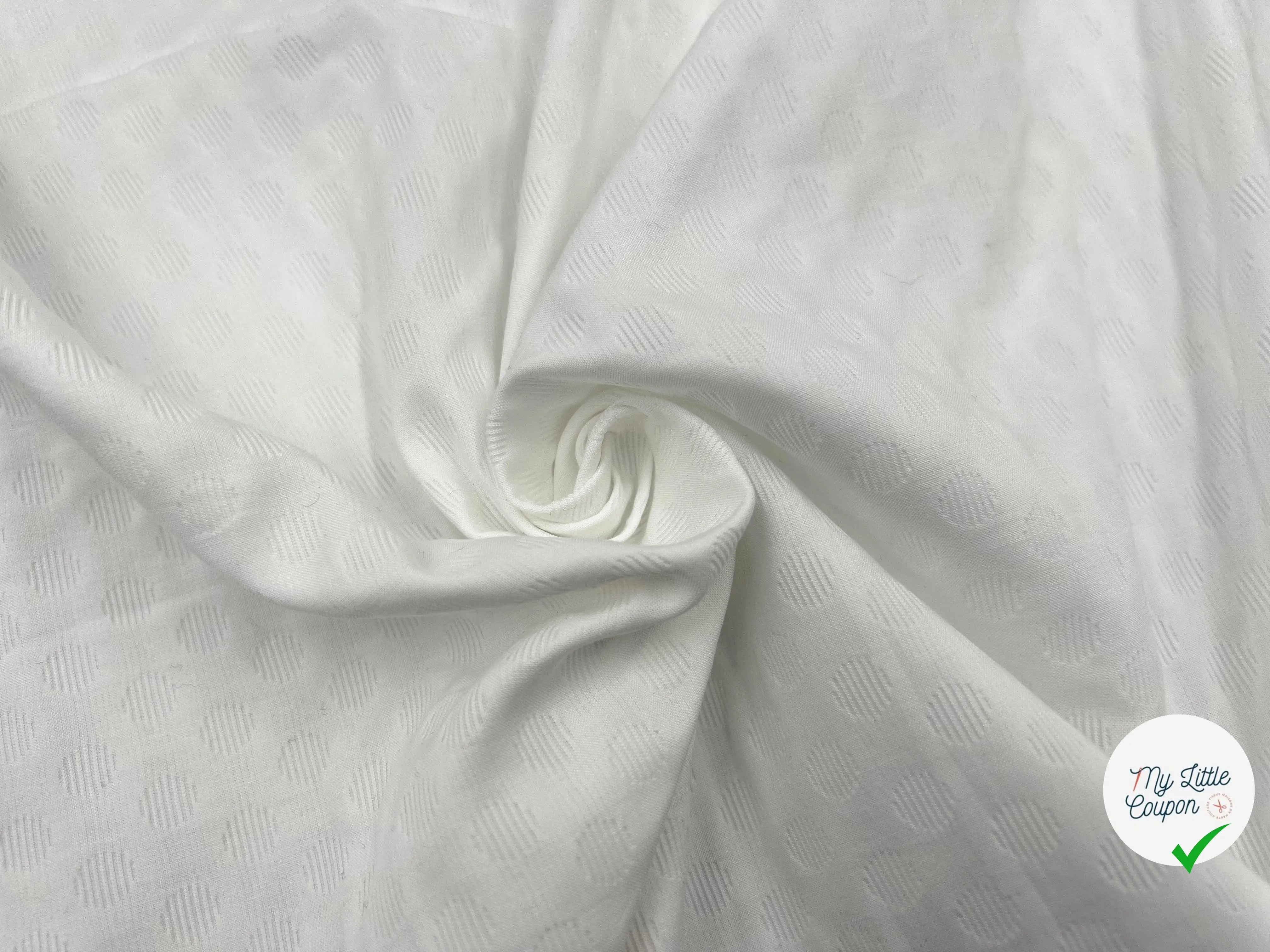 PIQUÉ DE COTON CERCLES JACQUARD WHITE - My Little Coupon - tissu - coudre