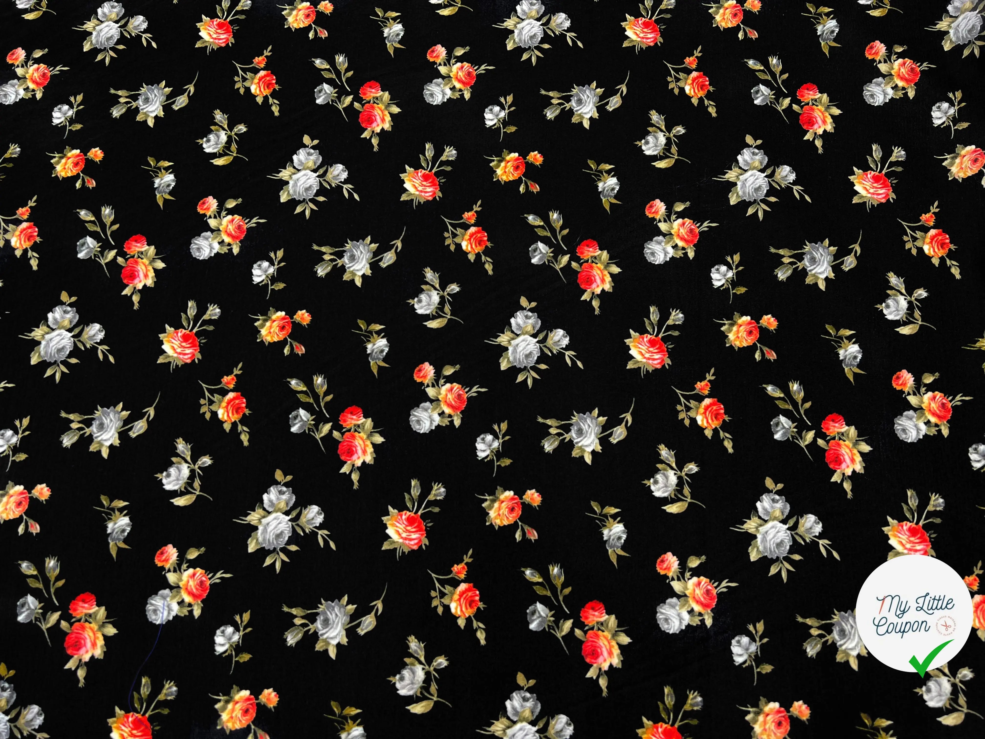 PIQUÉ POLYESTER FLEURS CAMPAGNE ANGLAISE TOUCHER RIGIDE - My Little Coupon - tissu - coudre