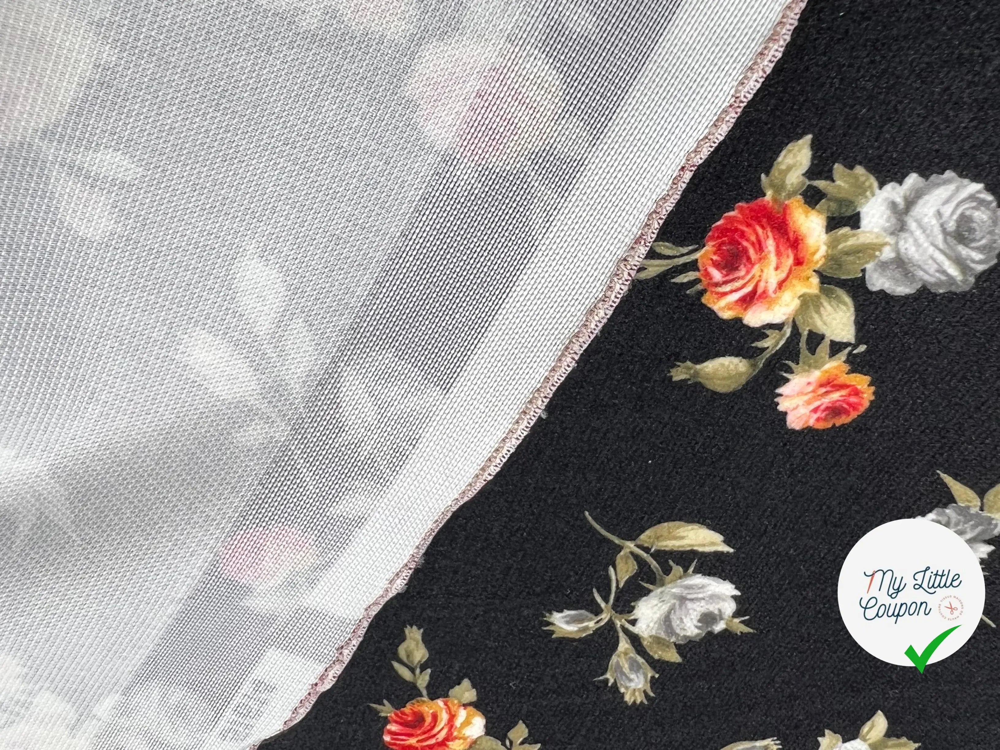 PIQUÉ POLYESTER FLEURS CAMPAGNE ANGLAISE TOUCHER RIGIDE - My Little Coupon - tissu - coudre