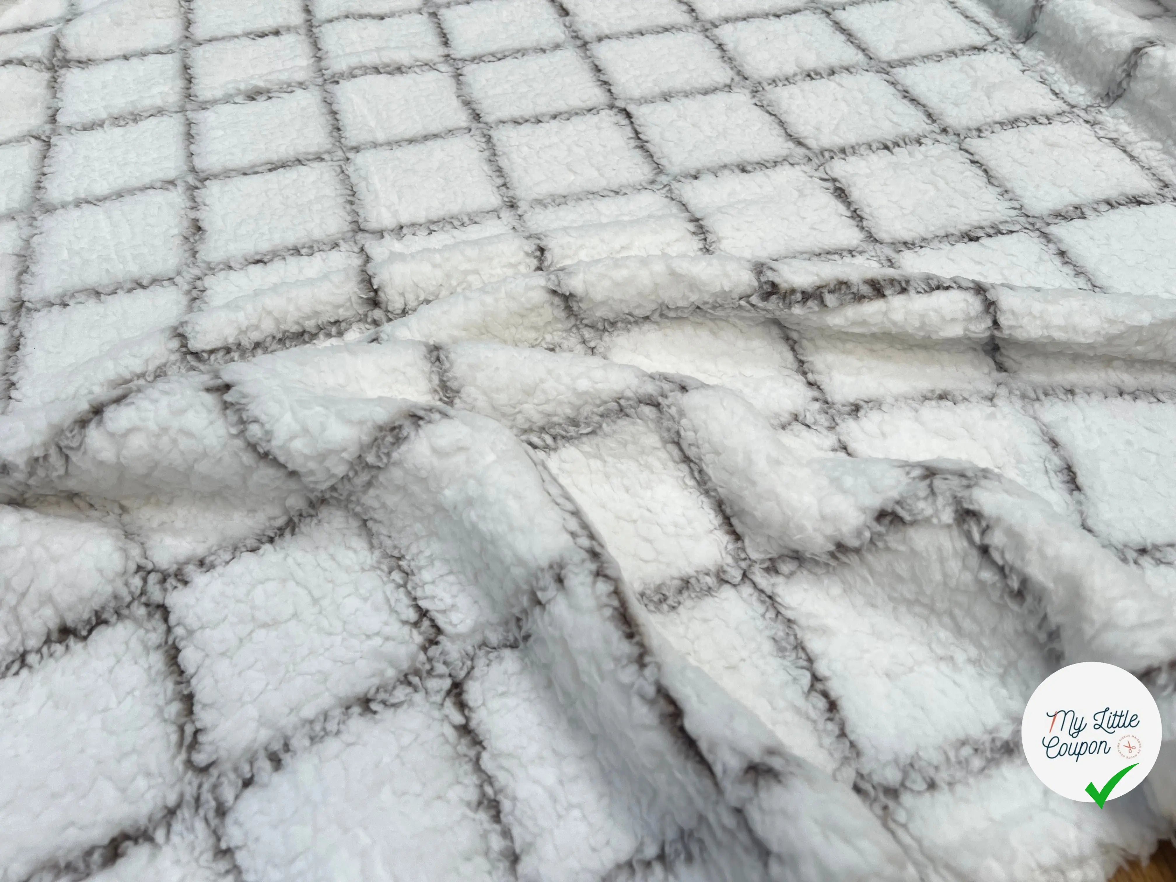 POLAIRE DOUDOU MAJEUR BLANC/OURSON CARREAUX - My Little Coupon
