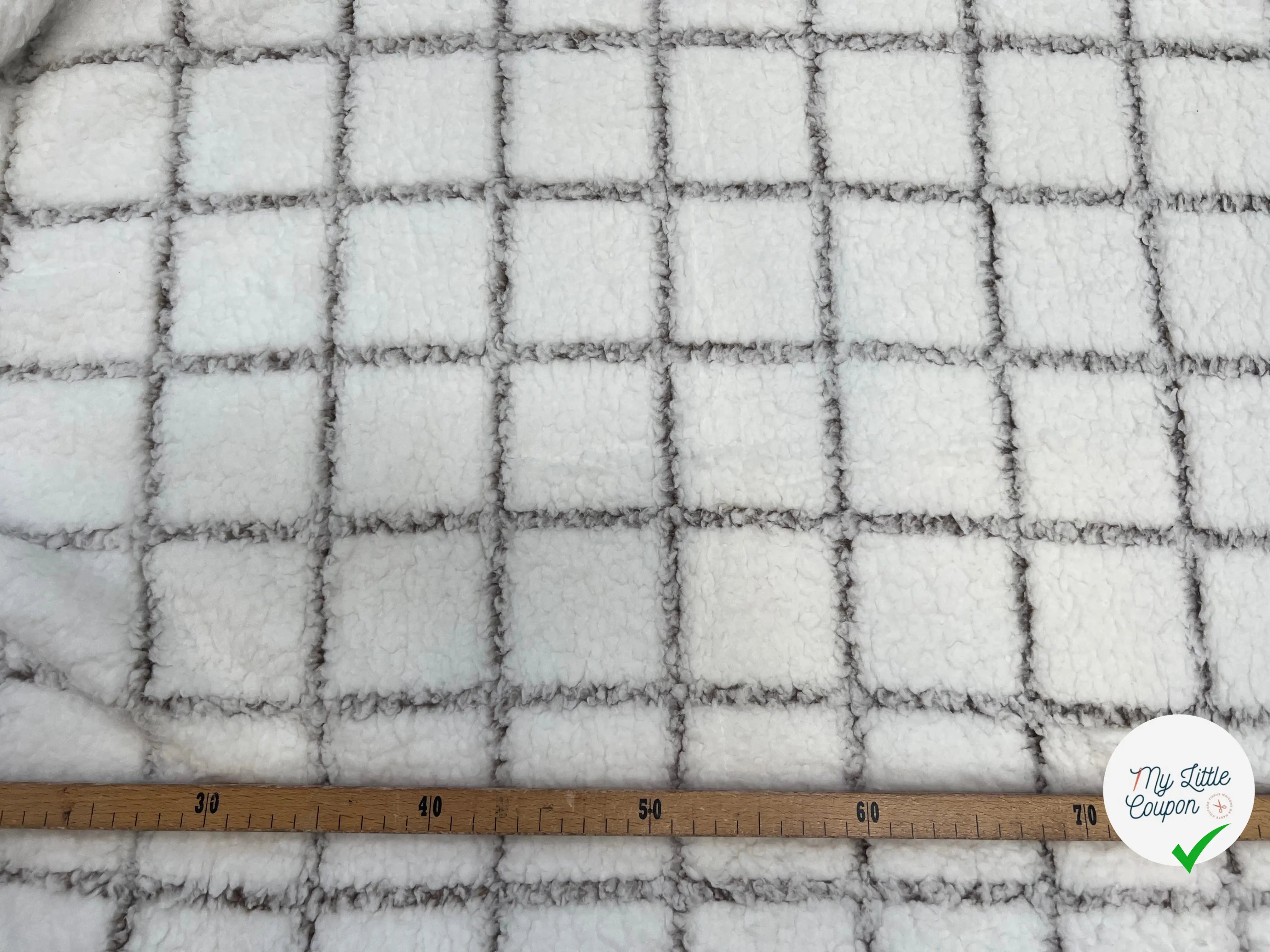 POLAIRE DOUDOU MAJEUR BLANC/OURSON CARREAUX - My Little Coupon