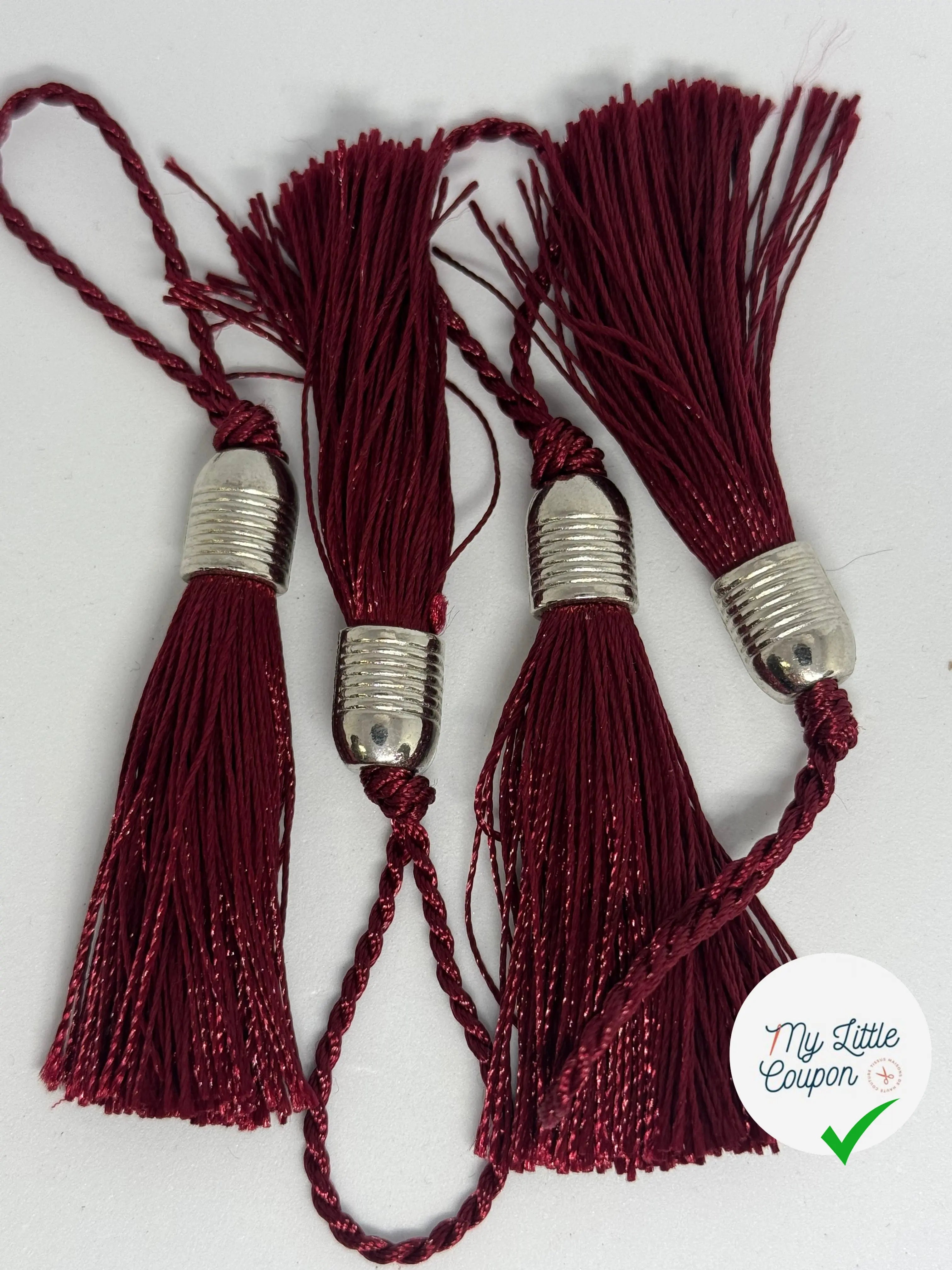 POMPON BORDEAUX AVEC TÊTE EN MÉTAL ARGENTÉ - My Little Coupon