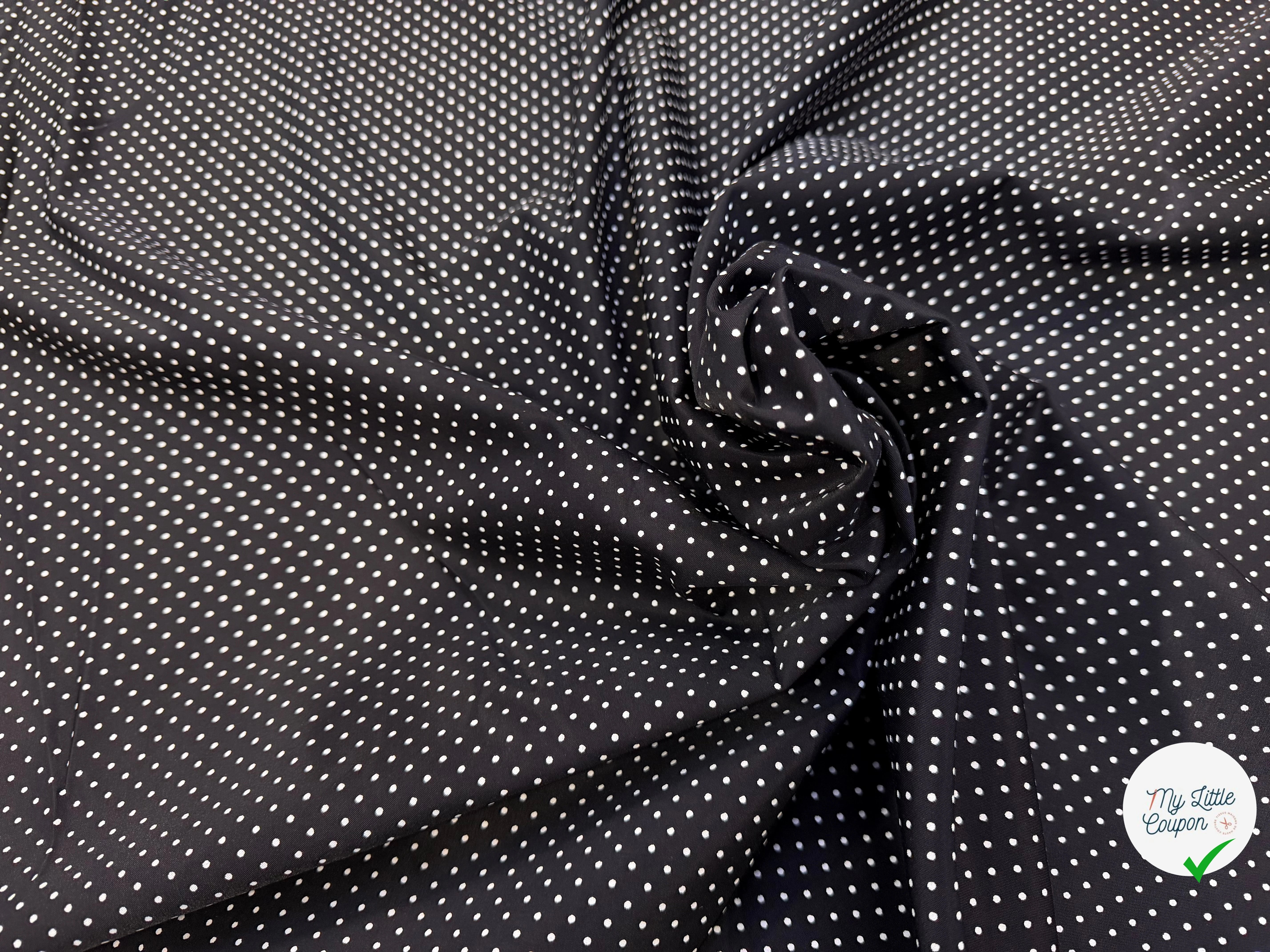 POPELINE À CANNES FOND NOIR À PETITS POIS BLANC - My Little Coupon