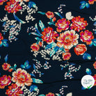 POPELINE BAMBOU IMPRIMÉ FLEURS BLEU MARINE - My Little Coupon