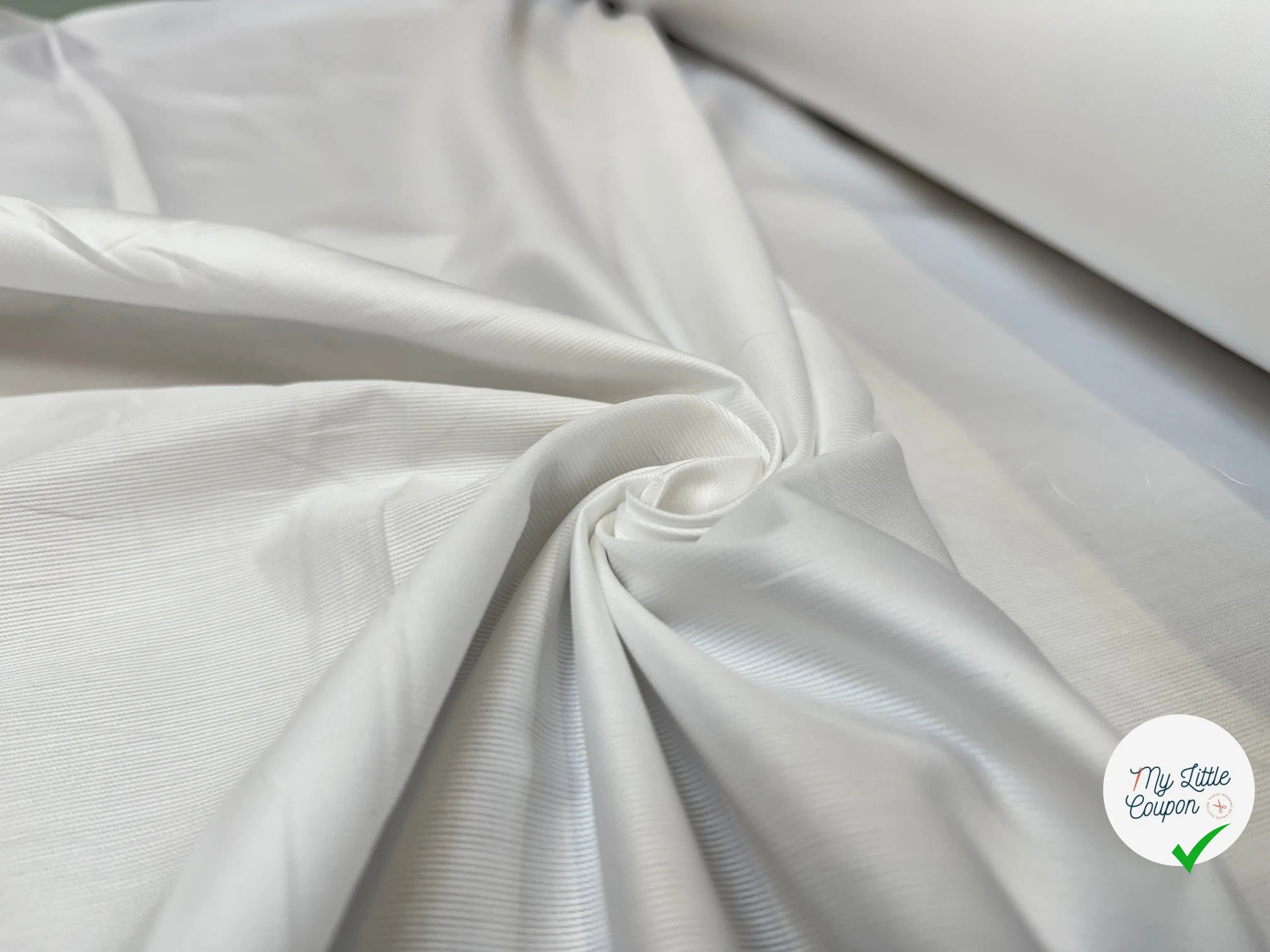 POPELINE BLANCHE MINI RAYURES HORIZONTALES - My Little Coupon
