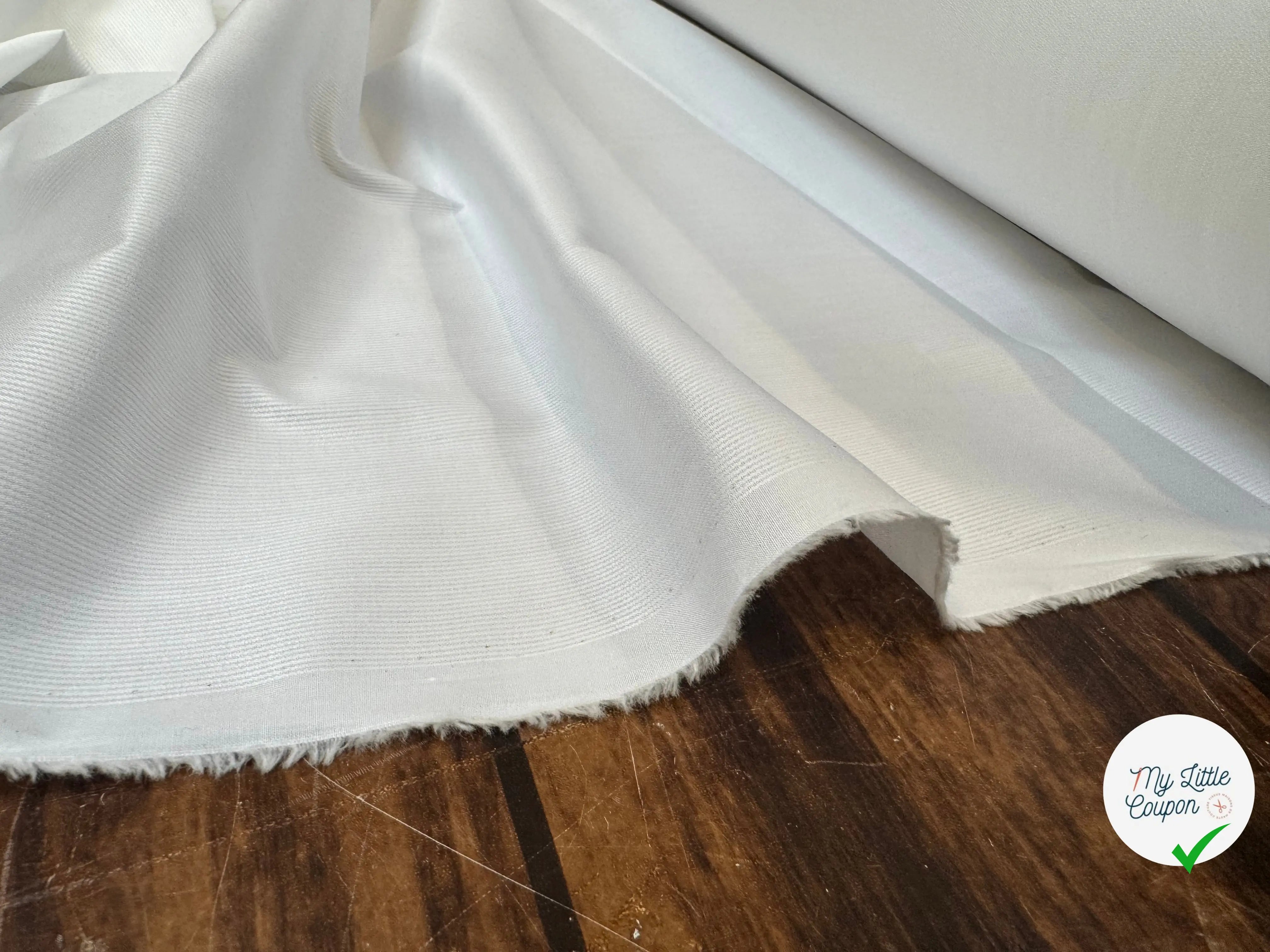 POPELINE BLANCHE MINI RAYURES HORIZONTALES - My Little Coupon