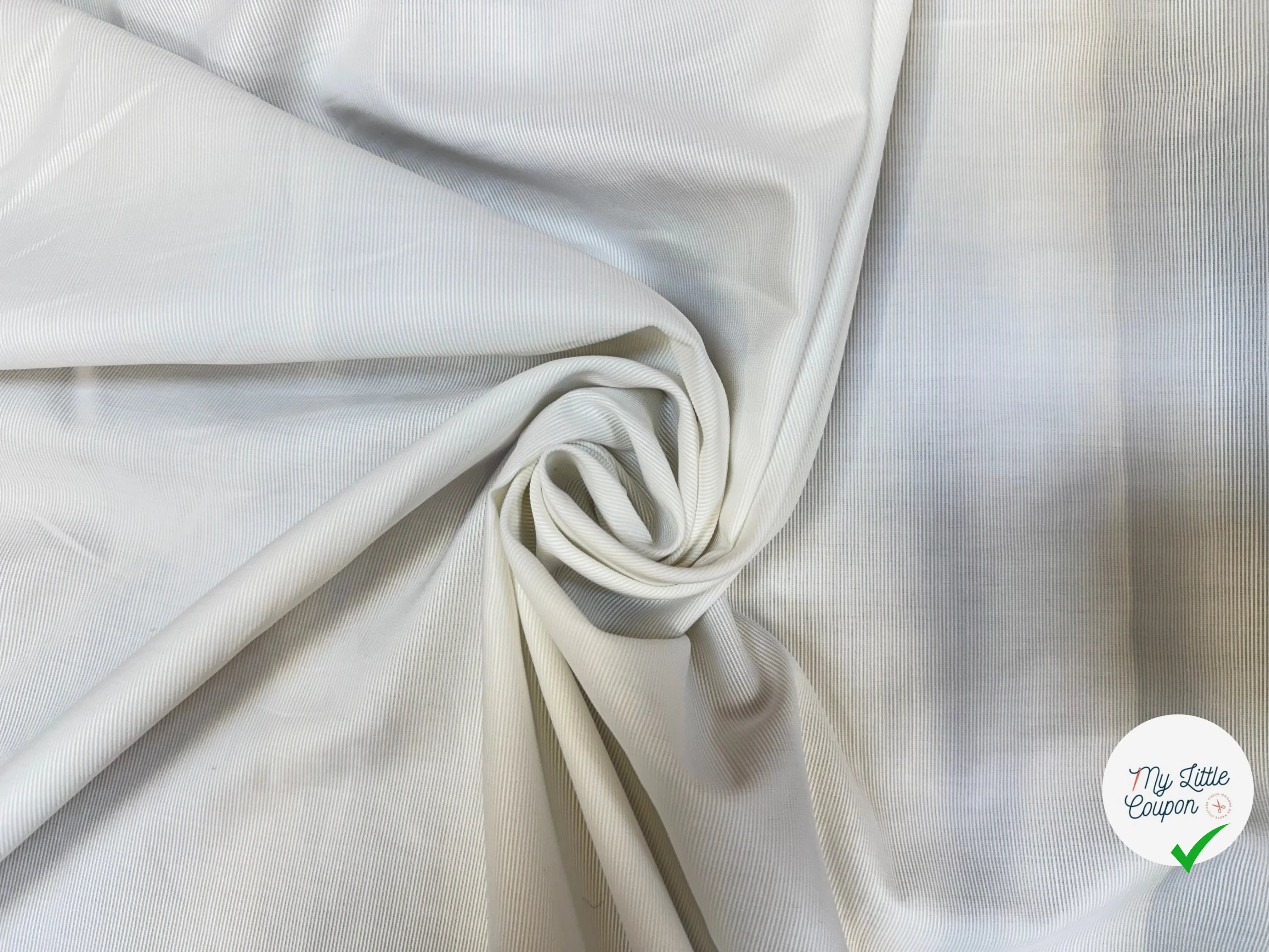 POPELINE BLANCHE MINI RAYURES VERTICALES - My Little Coupon