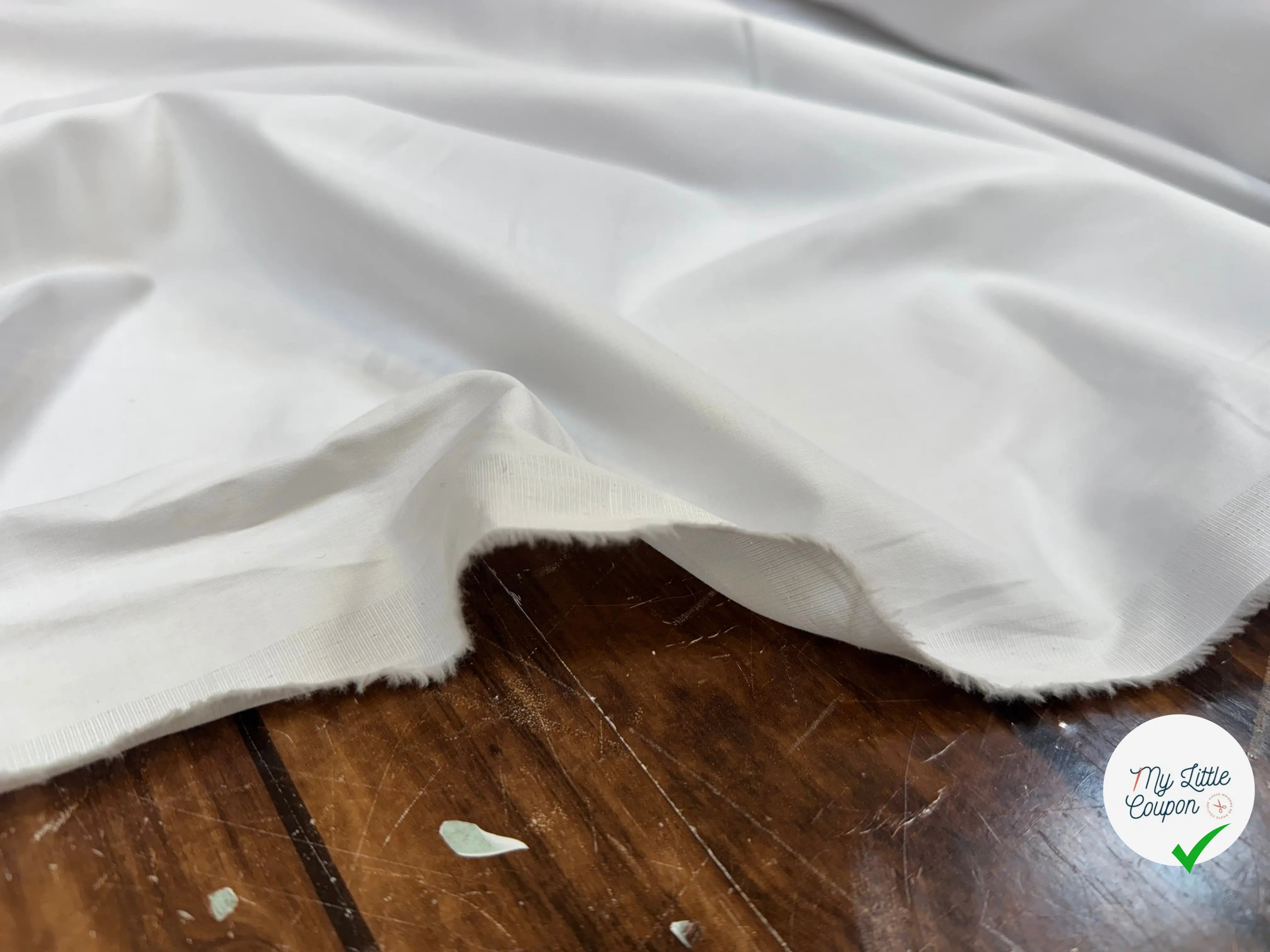POPELINE BLANCHE SIMPLE EFFET PEAU DE PECHE - My Little Coupon