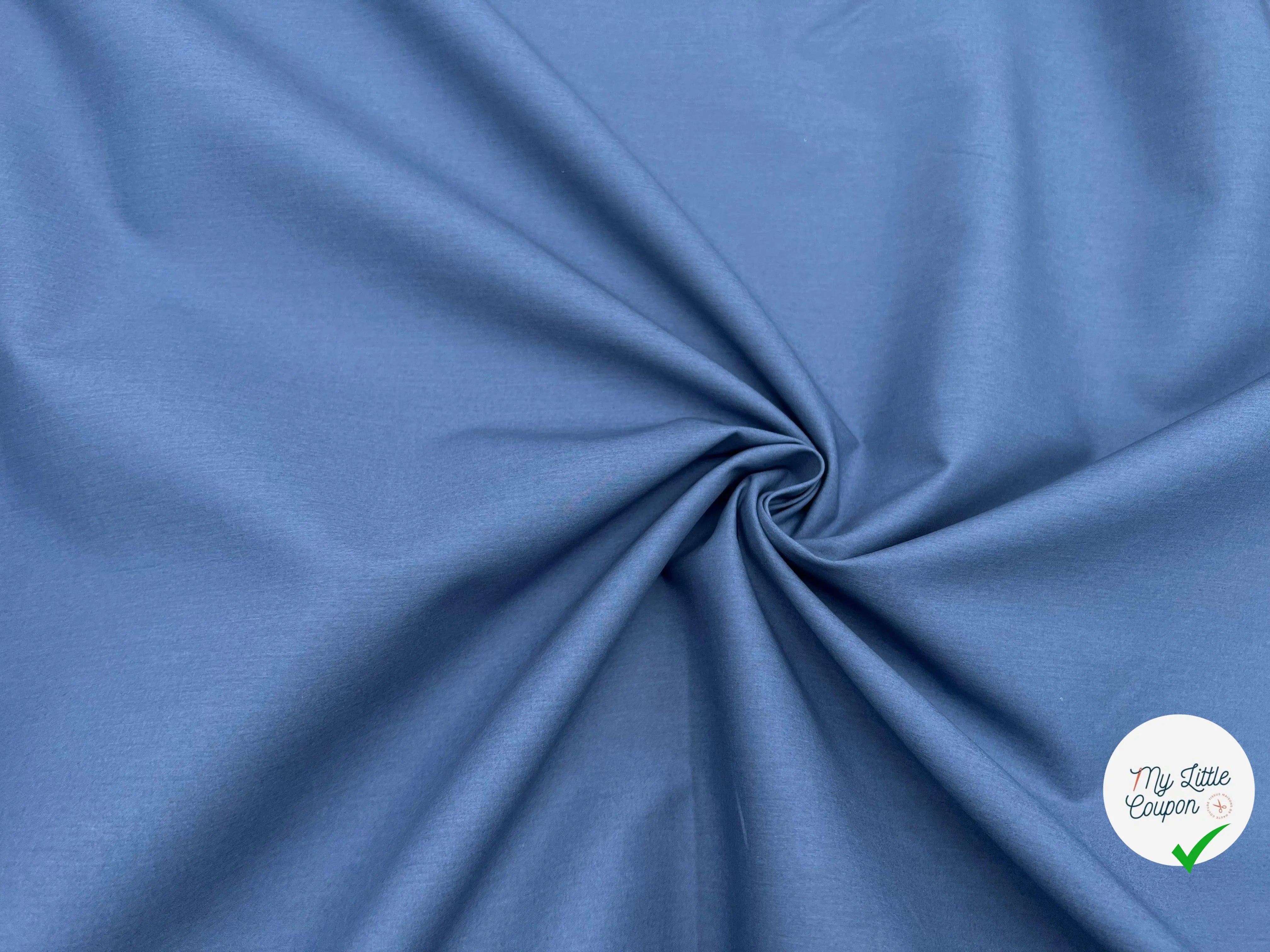 POPELINE BLEU INDIGO CONTRECOLLÉ POPELINE BLANCHE - My Little Coupon - tissu - coudre
