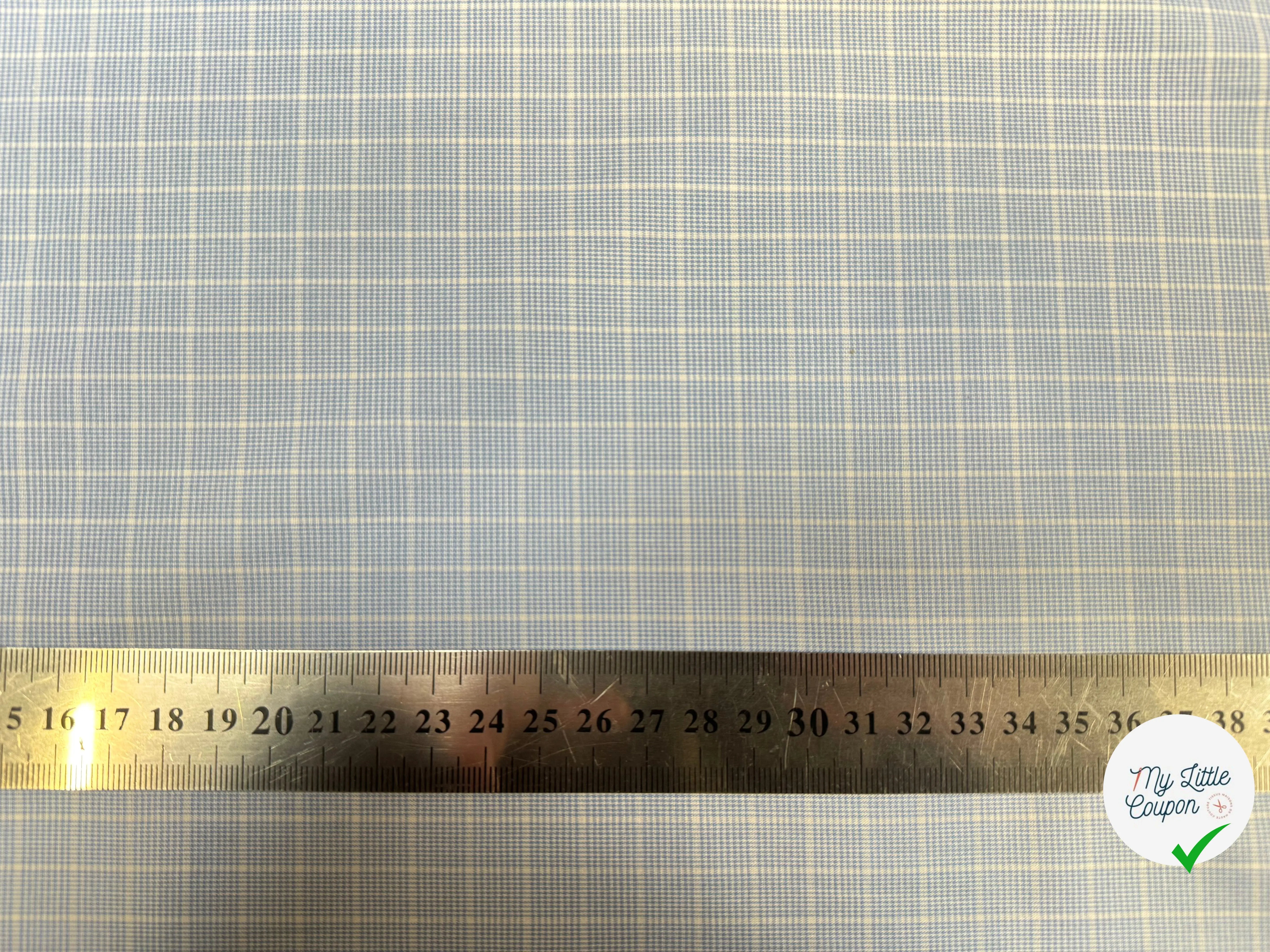 POPELINE CARREAUX BLEU CLAIR - My Little Coupon