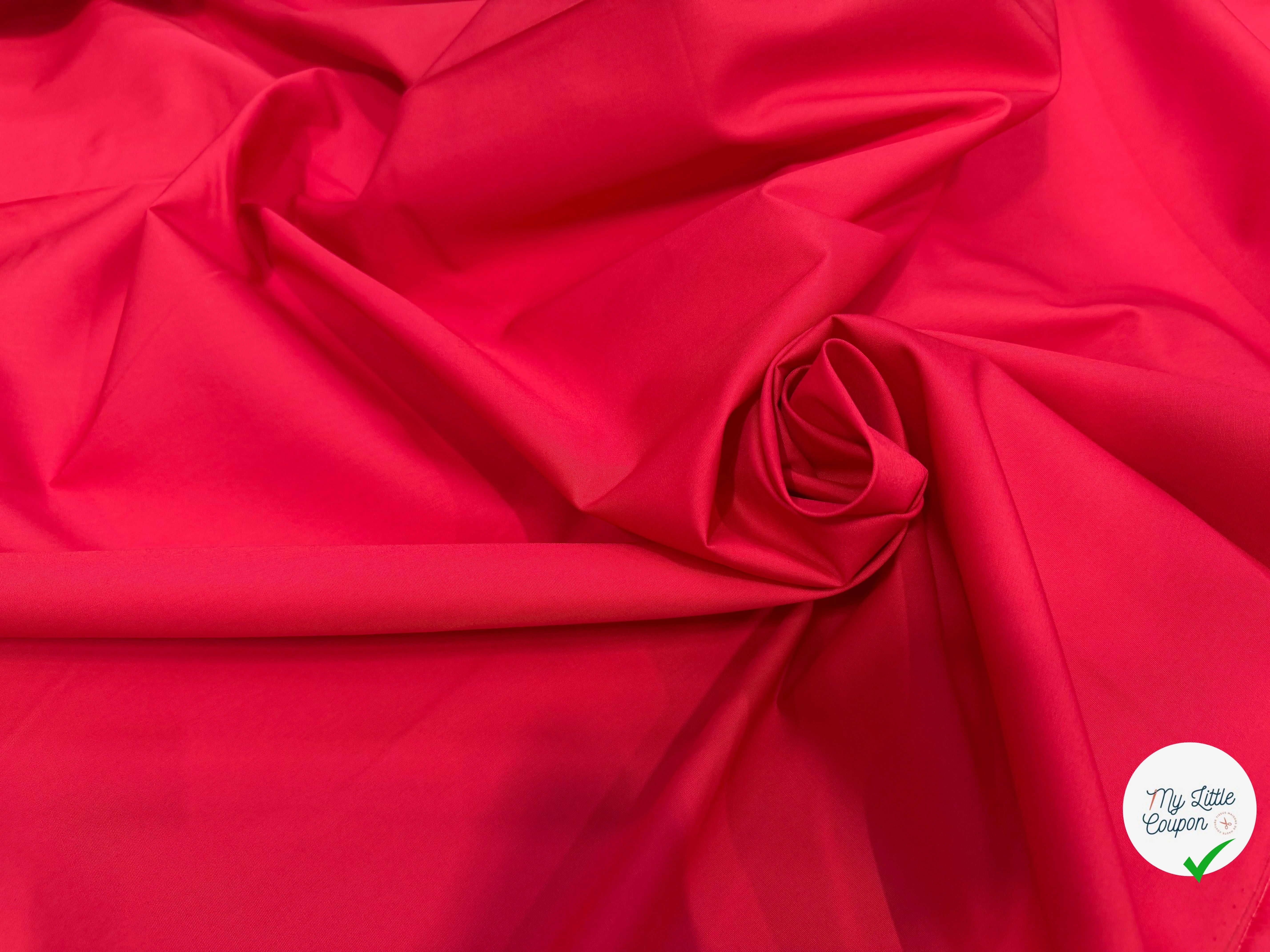 POPELINE COTON ROUGE LAIZE 150 - My Little Coupon
