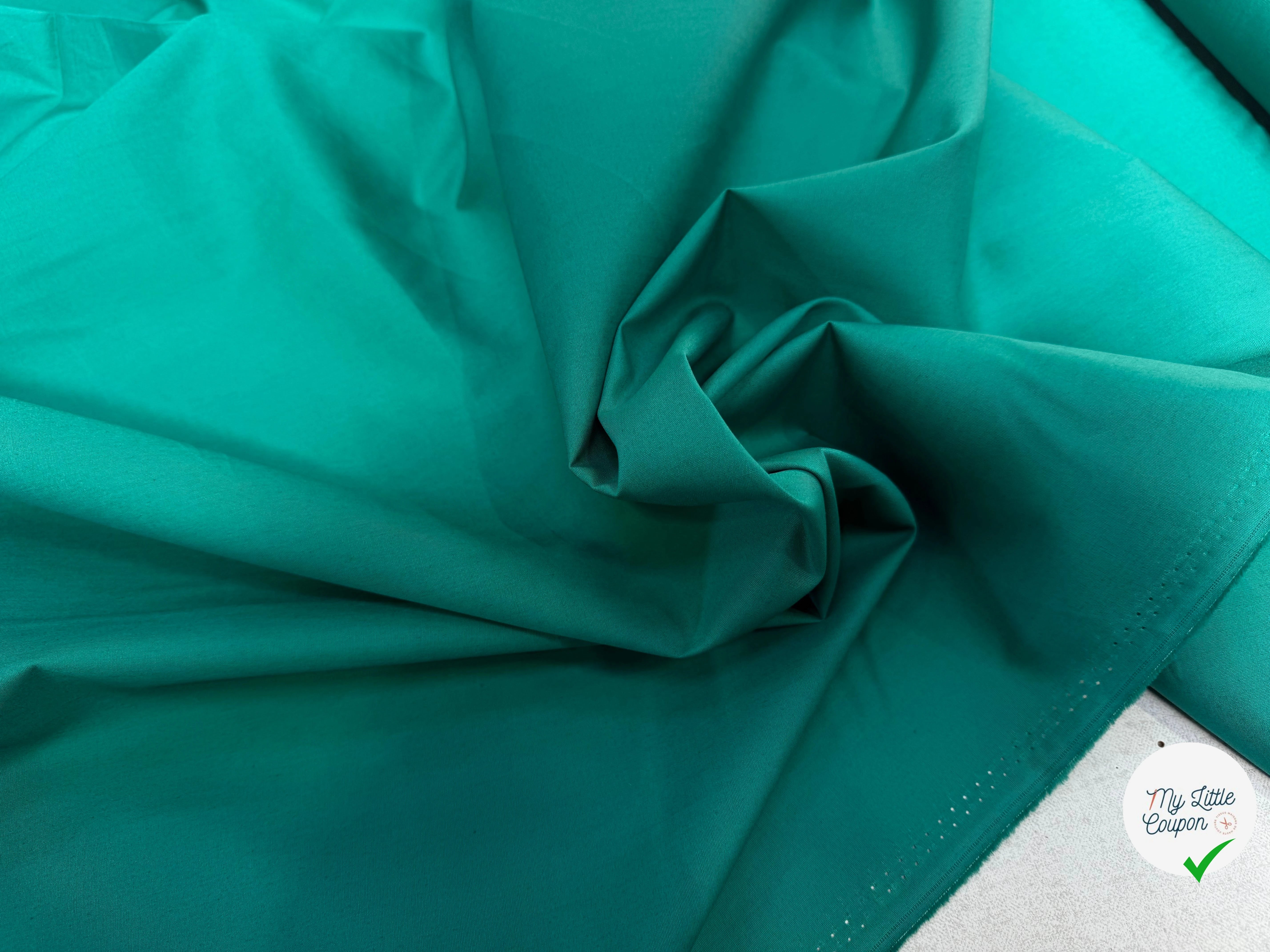 POPELINE COTON VERT LAIZE 150 - My Little Coupon