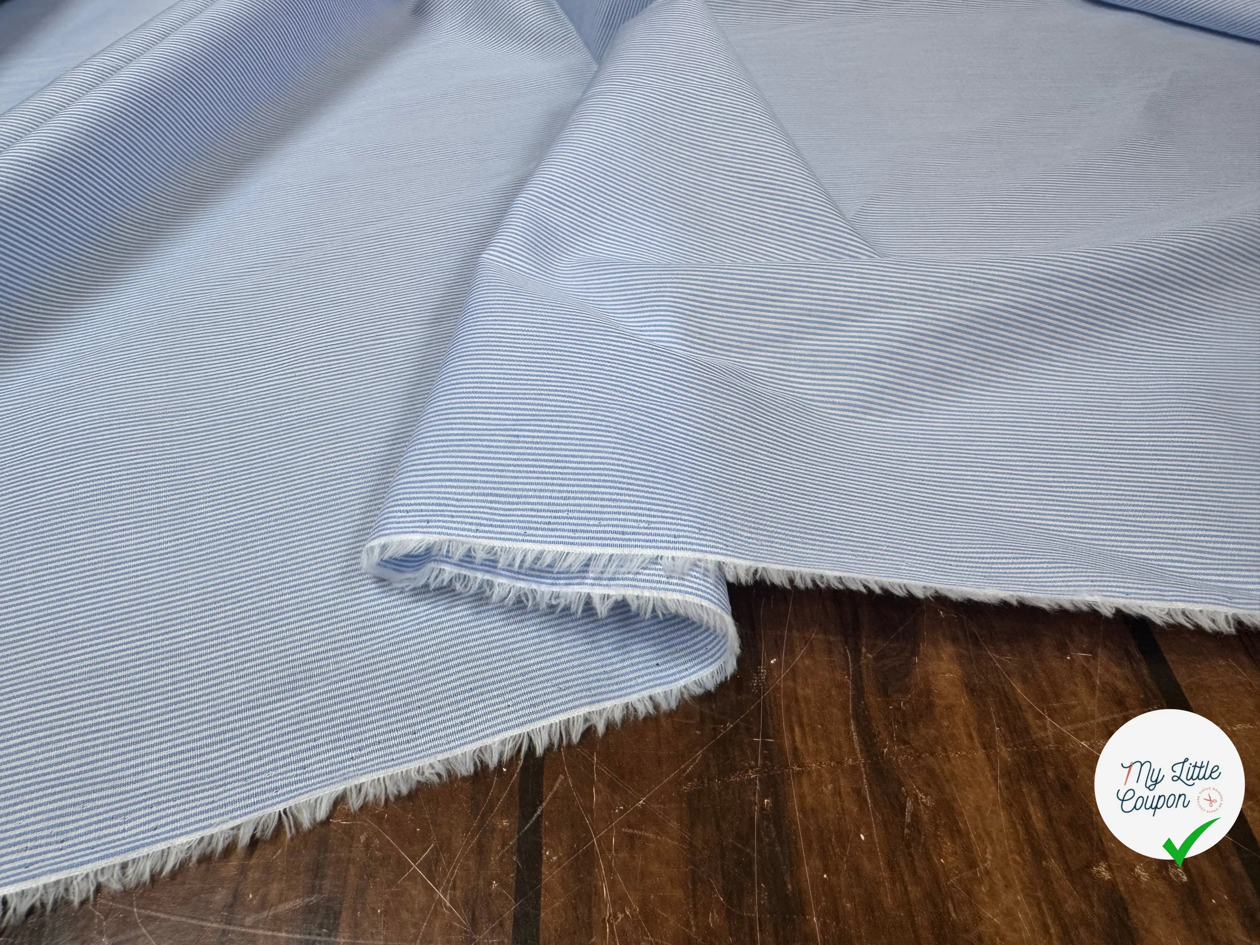 POPELINE DE COTON 100% COTON À RAYURES BLEU ET BLANC - My Little Coupon