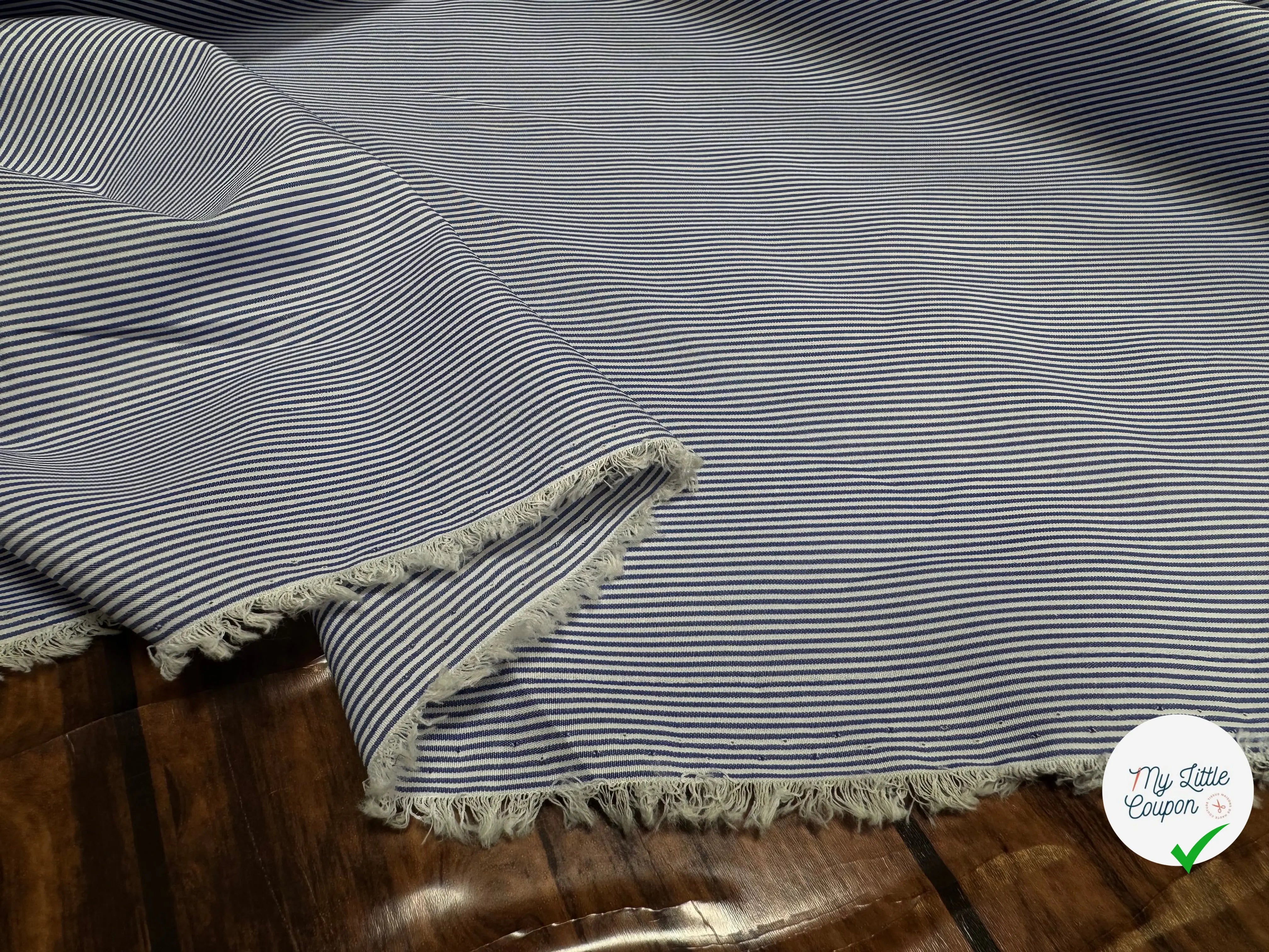 POPELINE DE COTON 100% COTON À RAYURES BLEU MARINE ET BLANC - My Little Coupon