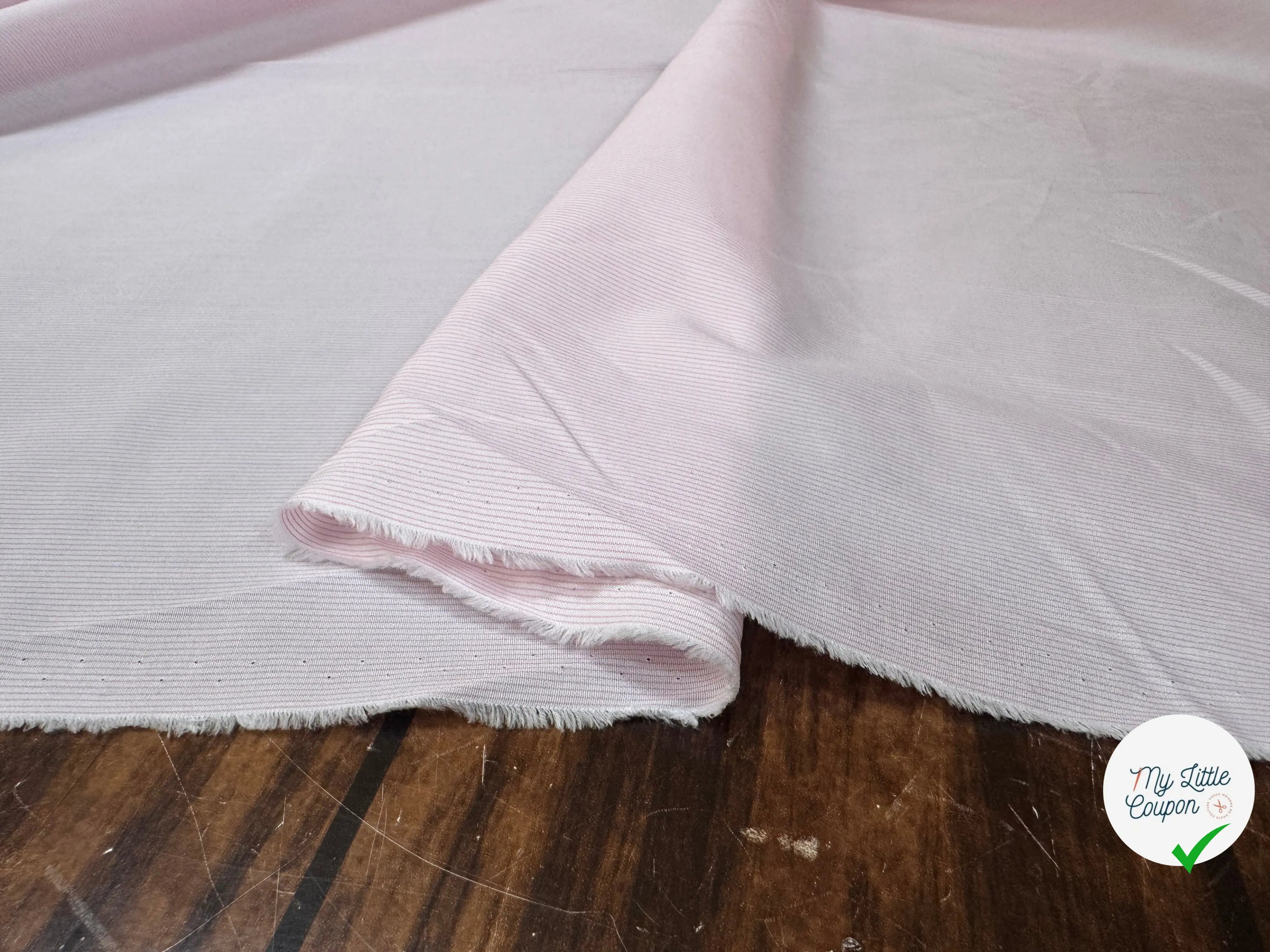 POPELINE DE COTON 100% COTON A RAYURES ROSE ET BLANC - My Little Coupon