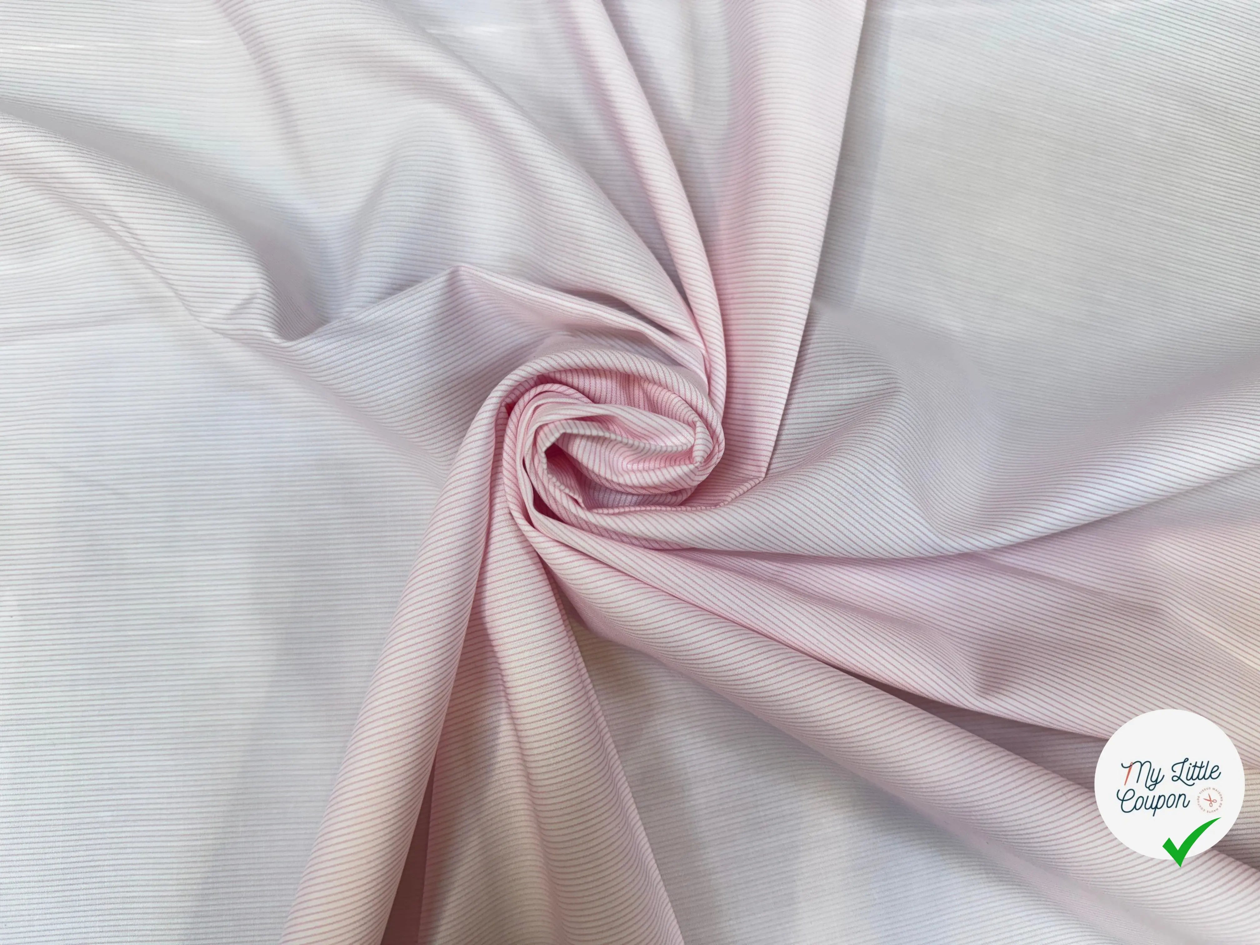 POPELINE DE COTON 100% COTON À RAYURES ROSE ET BLANC - My Little Coupon