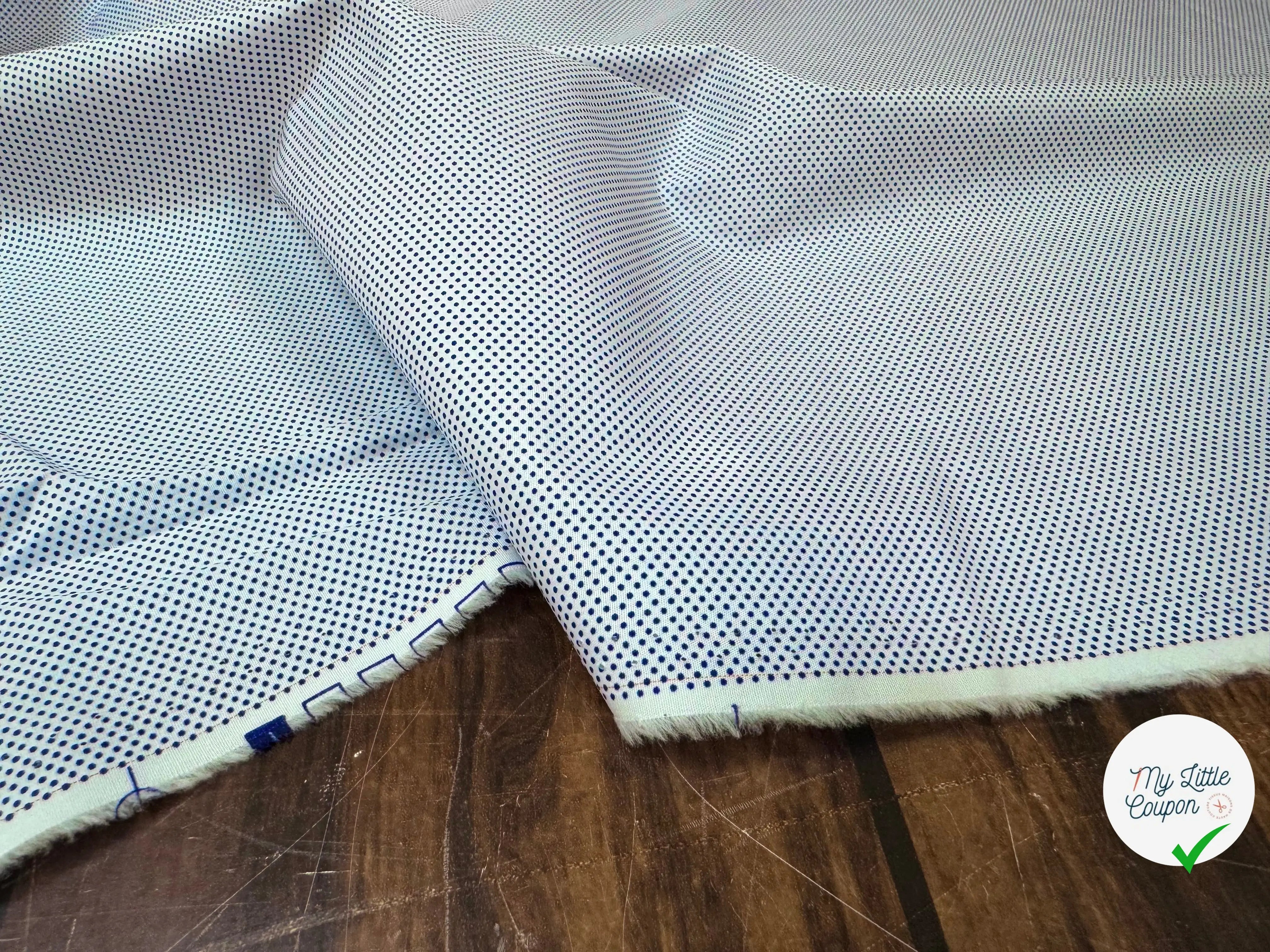 POPELINE DE COTON 100% COTON BLANCHE À POIS NAVY - My Little Coupon