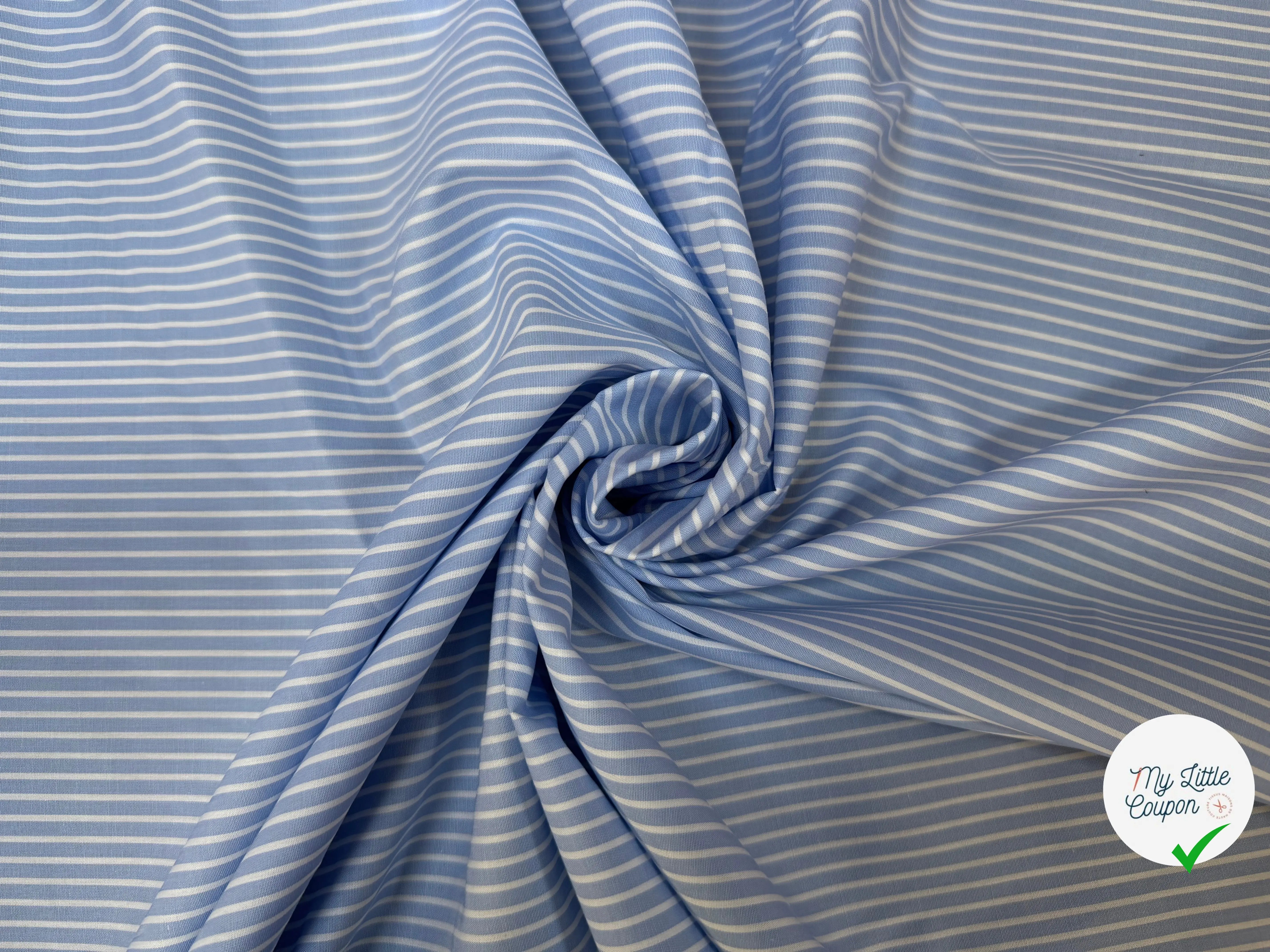 POPELINE DE COTON 100% COTON BLEU ET BLANC - My Little Coupon