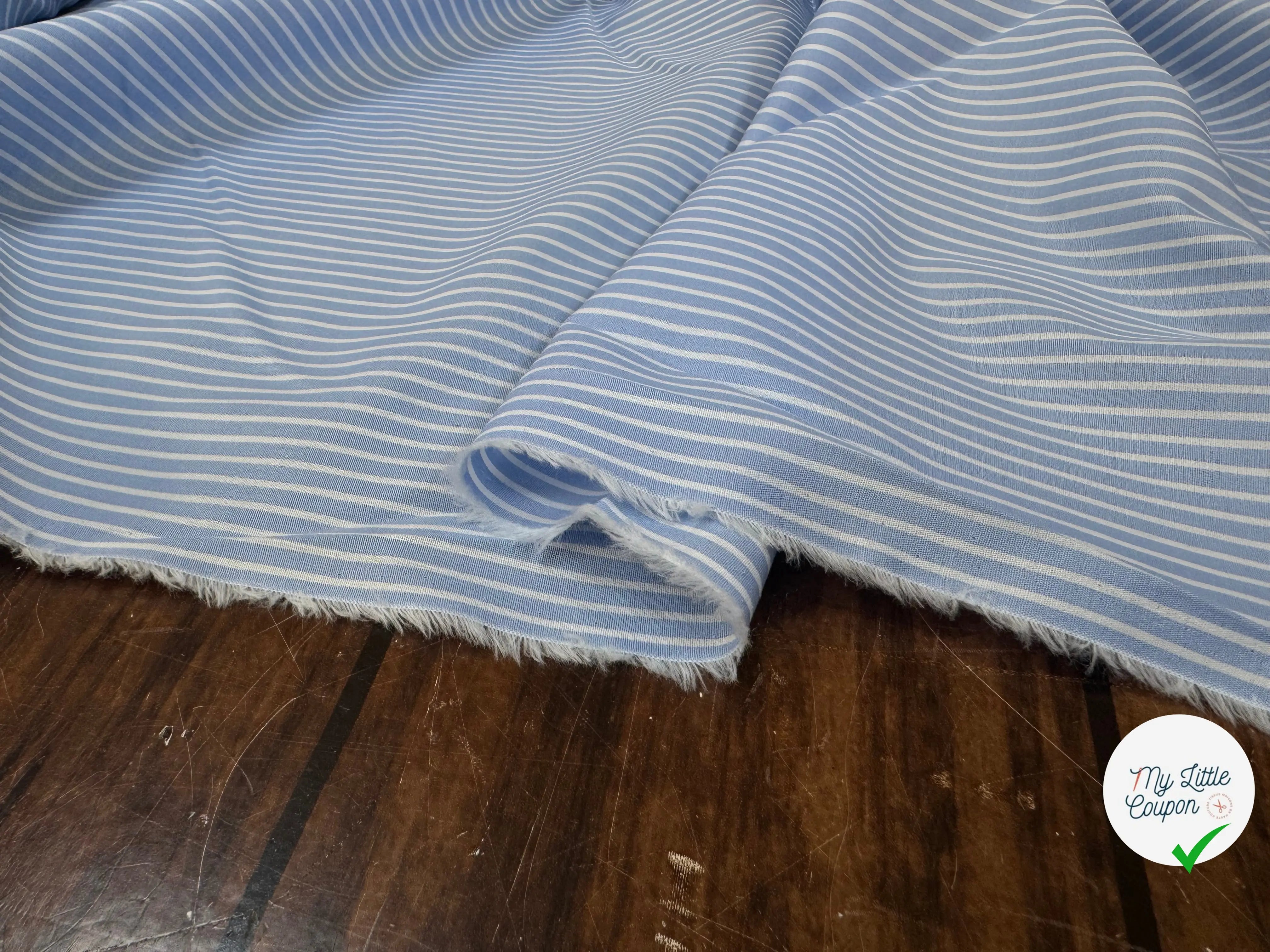 POPELINE DE COTON 100% COTON BLEU ET BLANC - My Little Coupon