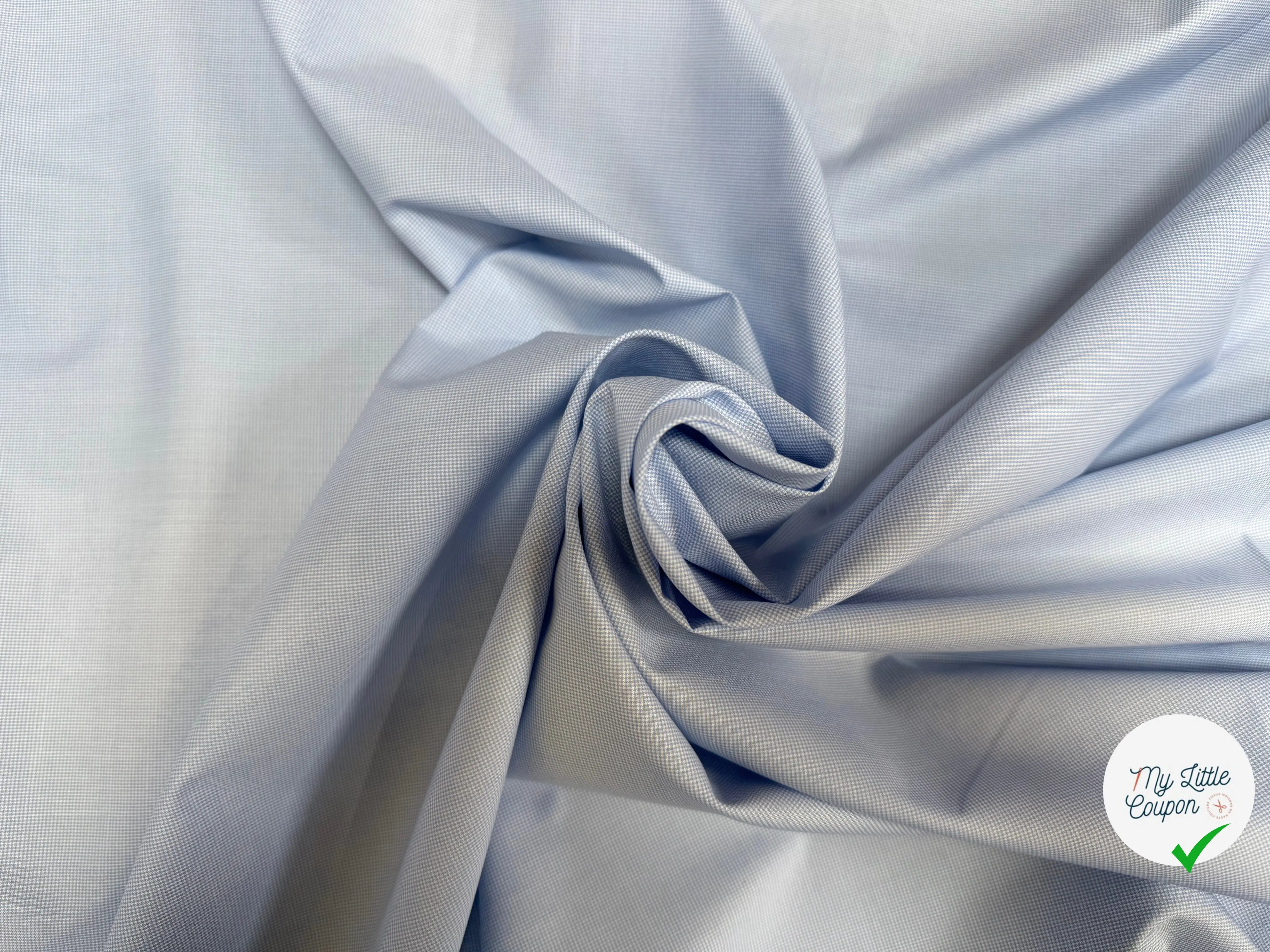 POPELINE DE COTON 100% COTON MOTIFS MINI PIED DE POULE BLEU ET BLANC - My Little Coupon