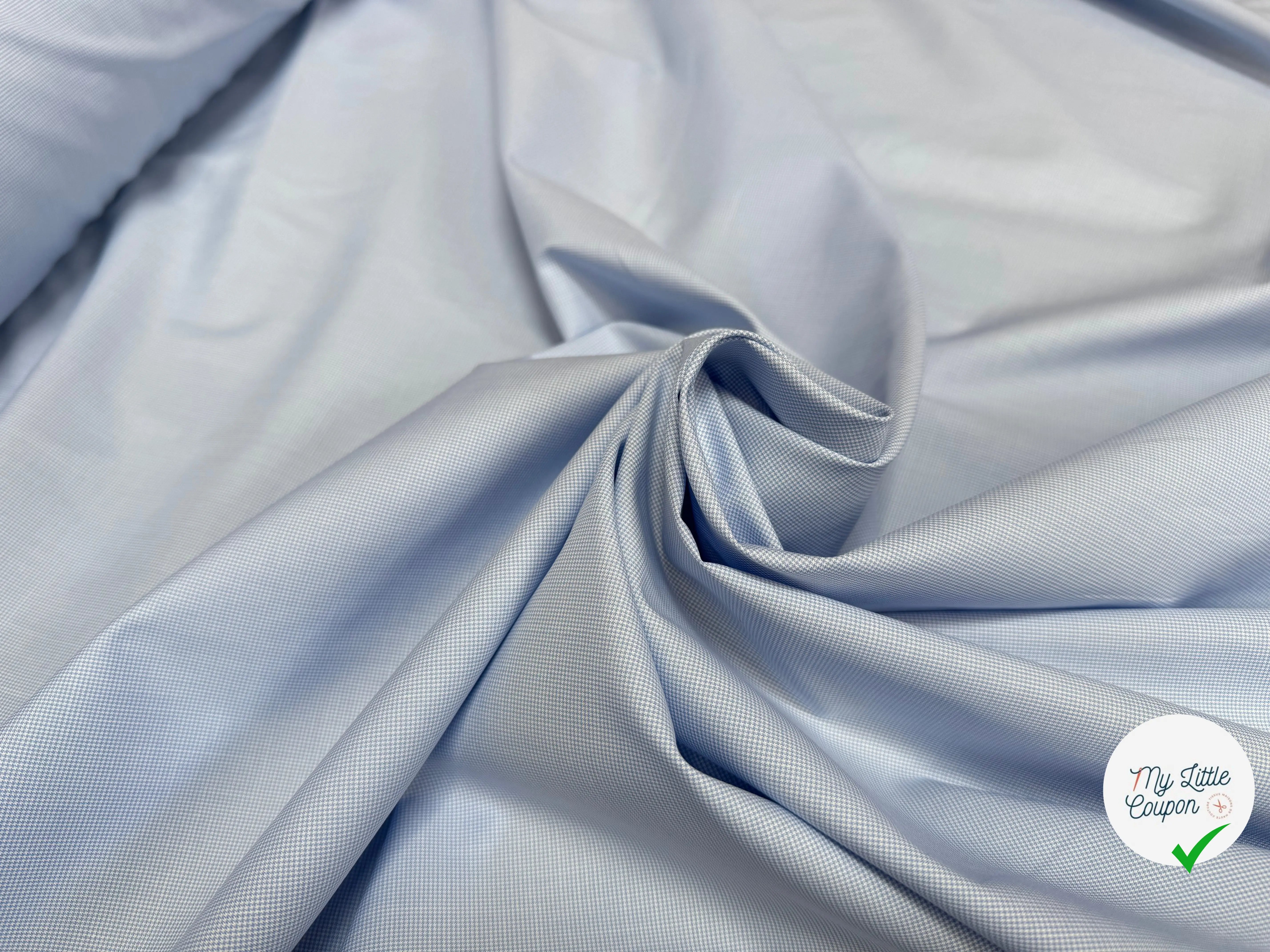 POPELINE DE COTON 100% COTON MOTIFS MINI PIED DE POULE BLEU ET BLANC - My Little Coupon
