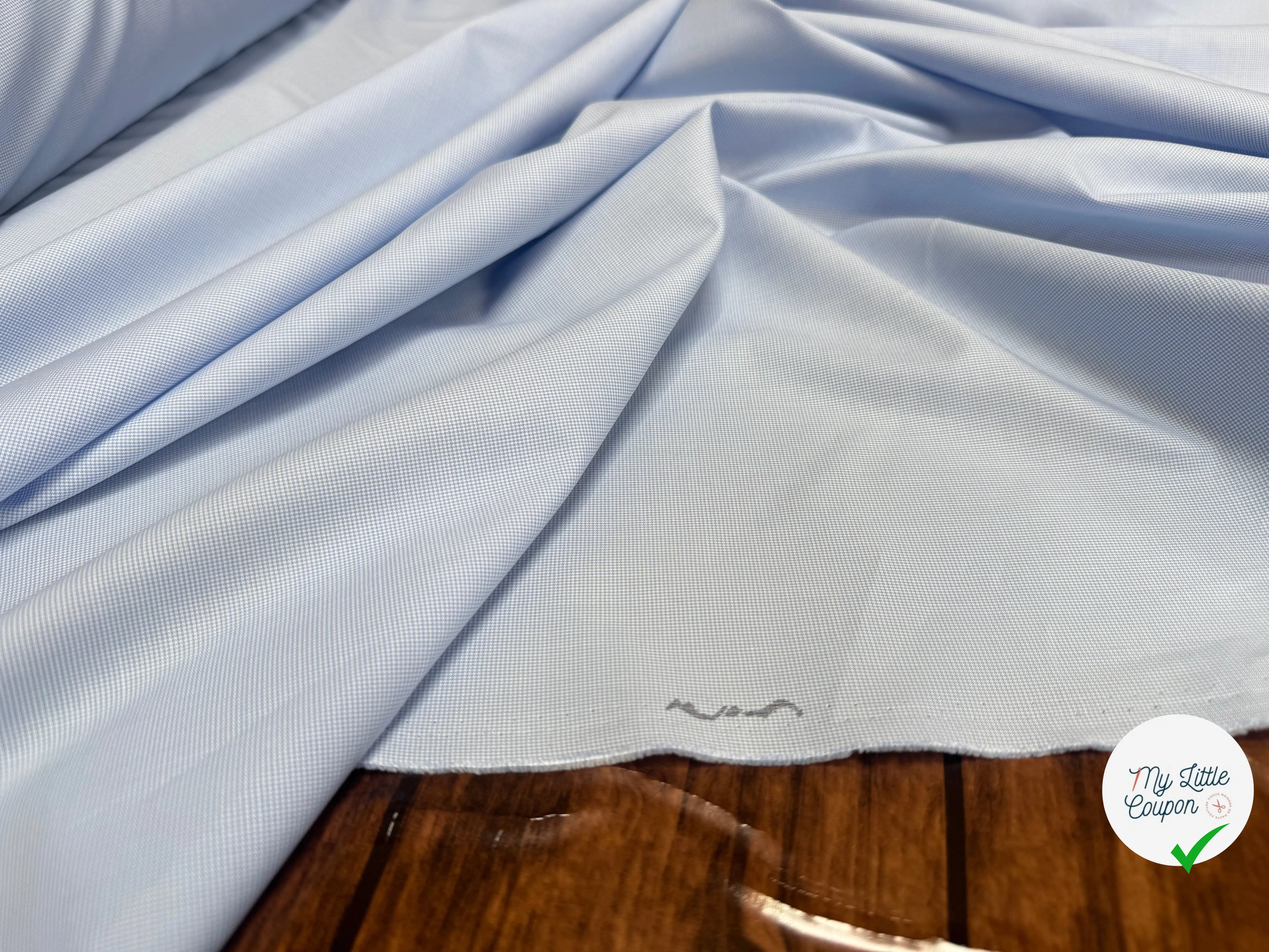 POPELINE DE COTON 100% COTON MOTIFS MINI PIED DE POULE BLEU ET BLANC - My Little Coupon