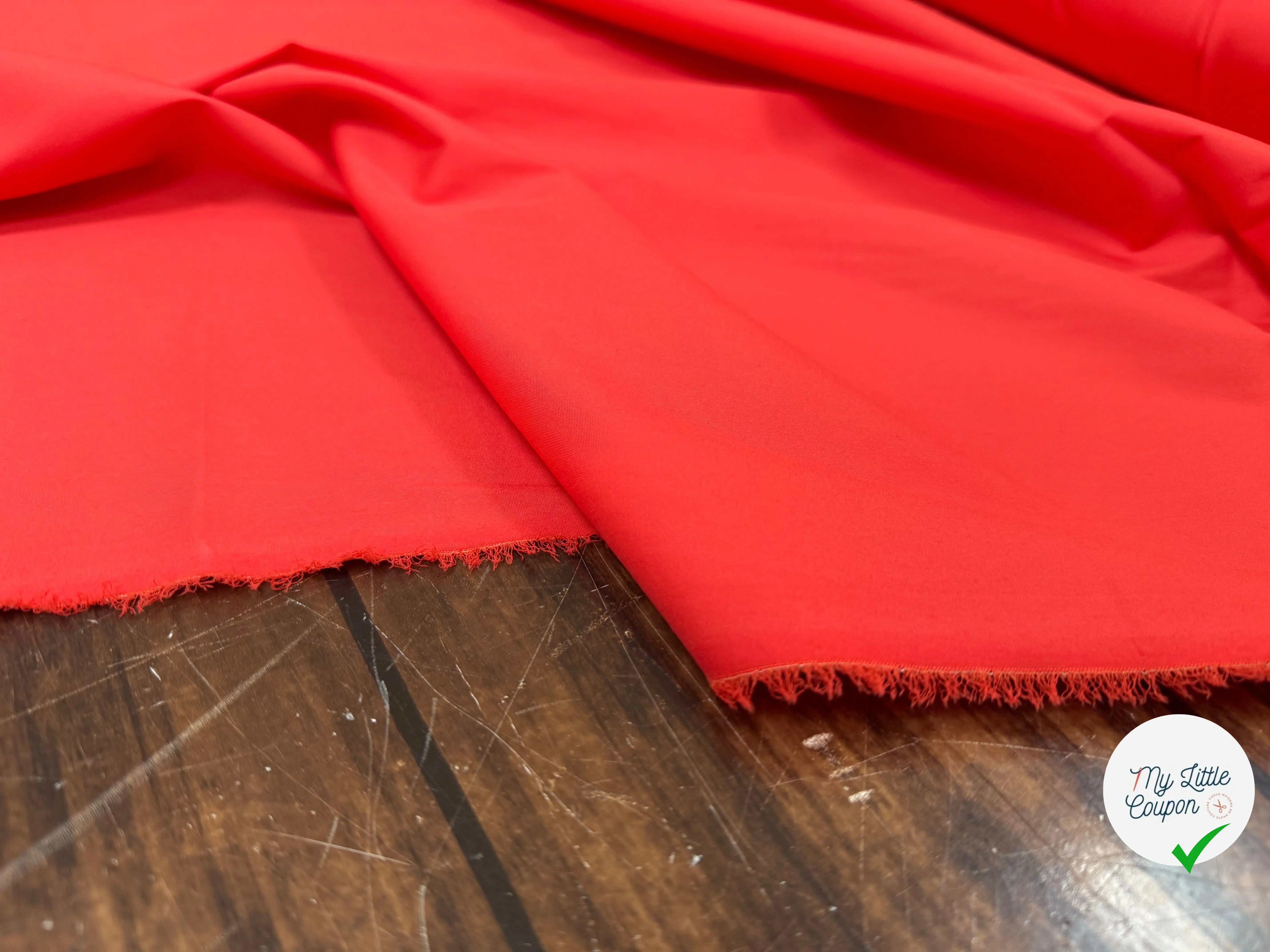 POPELINE DE COTON 100% COTON UNIE ROUGE - My Little Coupon