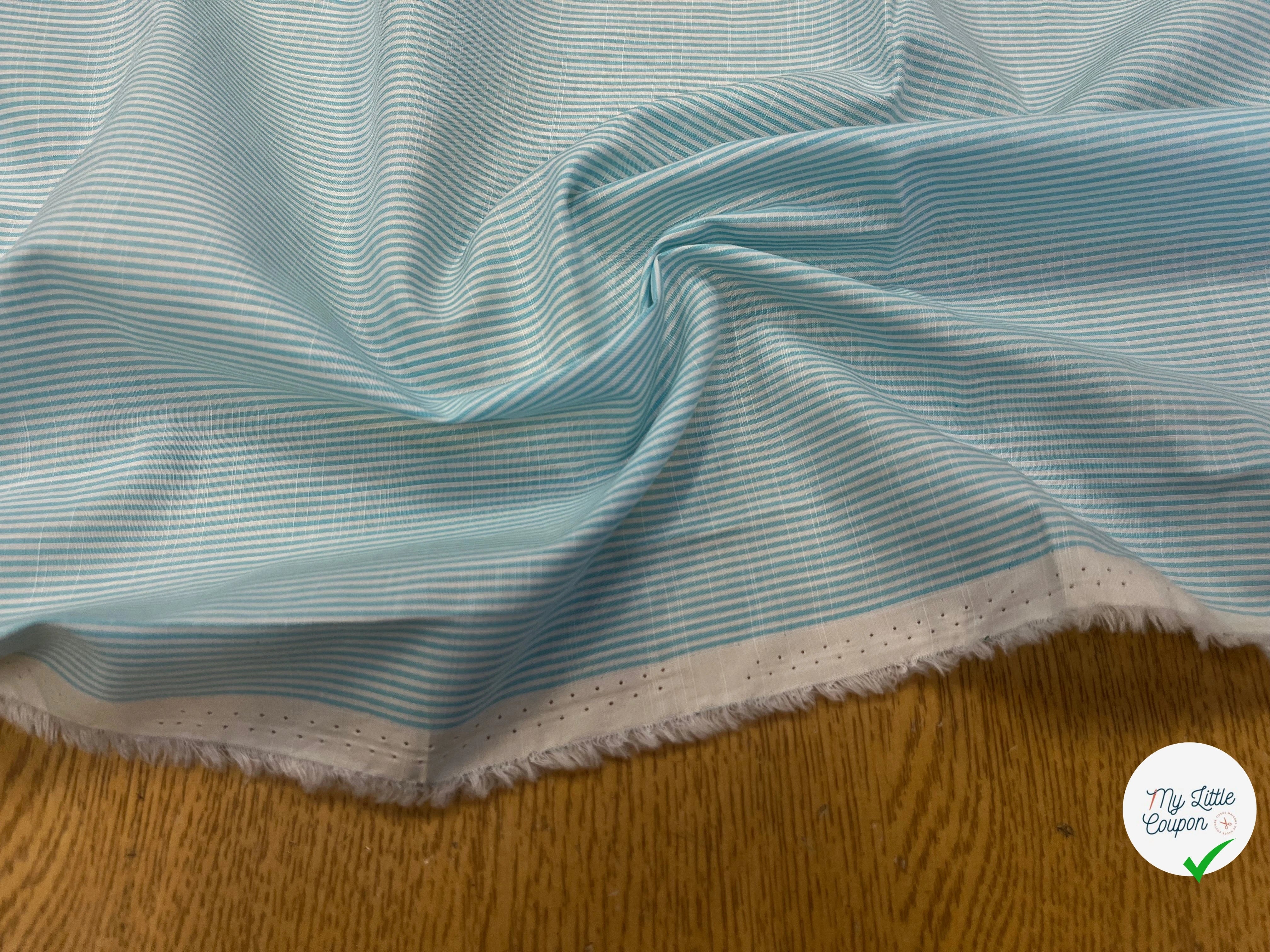 POPELINE DE COTON À RAYURES BLEU BLANC 146CM - My Little Coupon