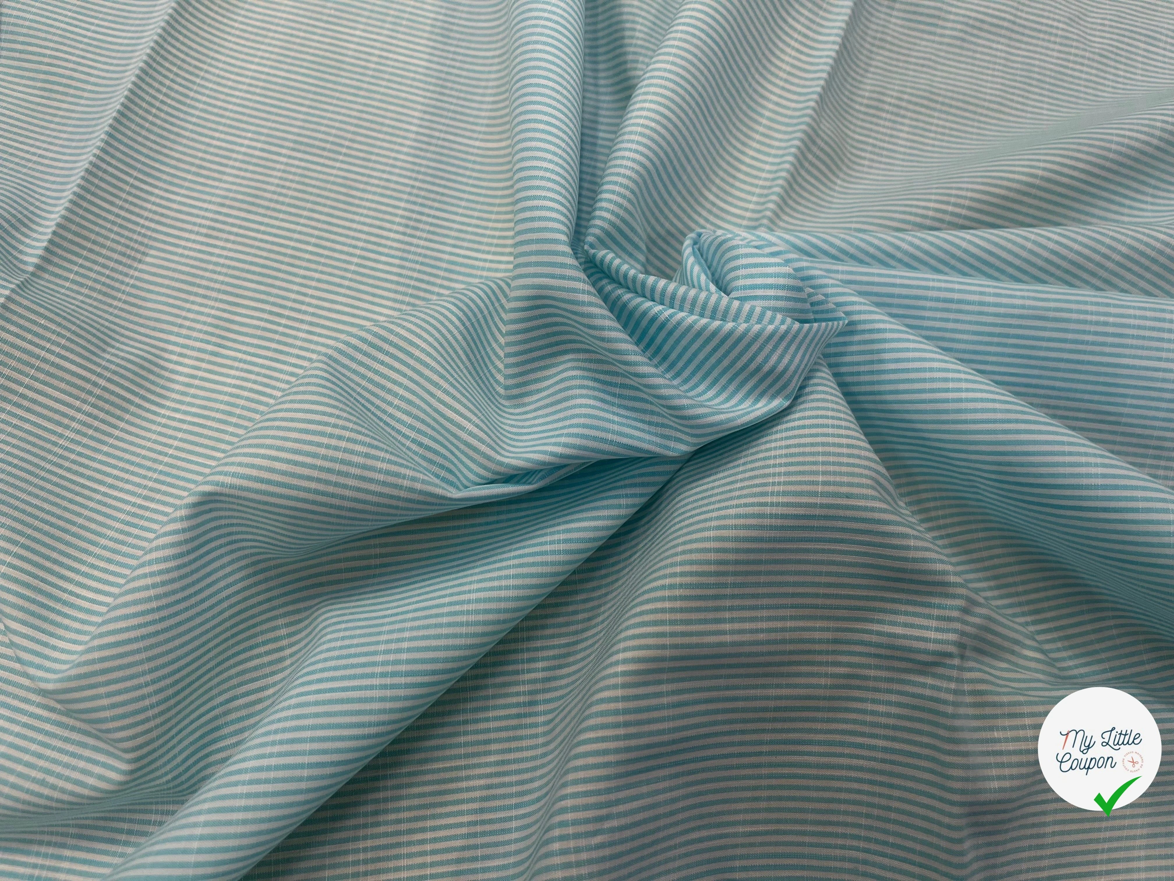 POPELINE DE COTON À RAYURES BLEU BLANC 146CM - My Little Coupon