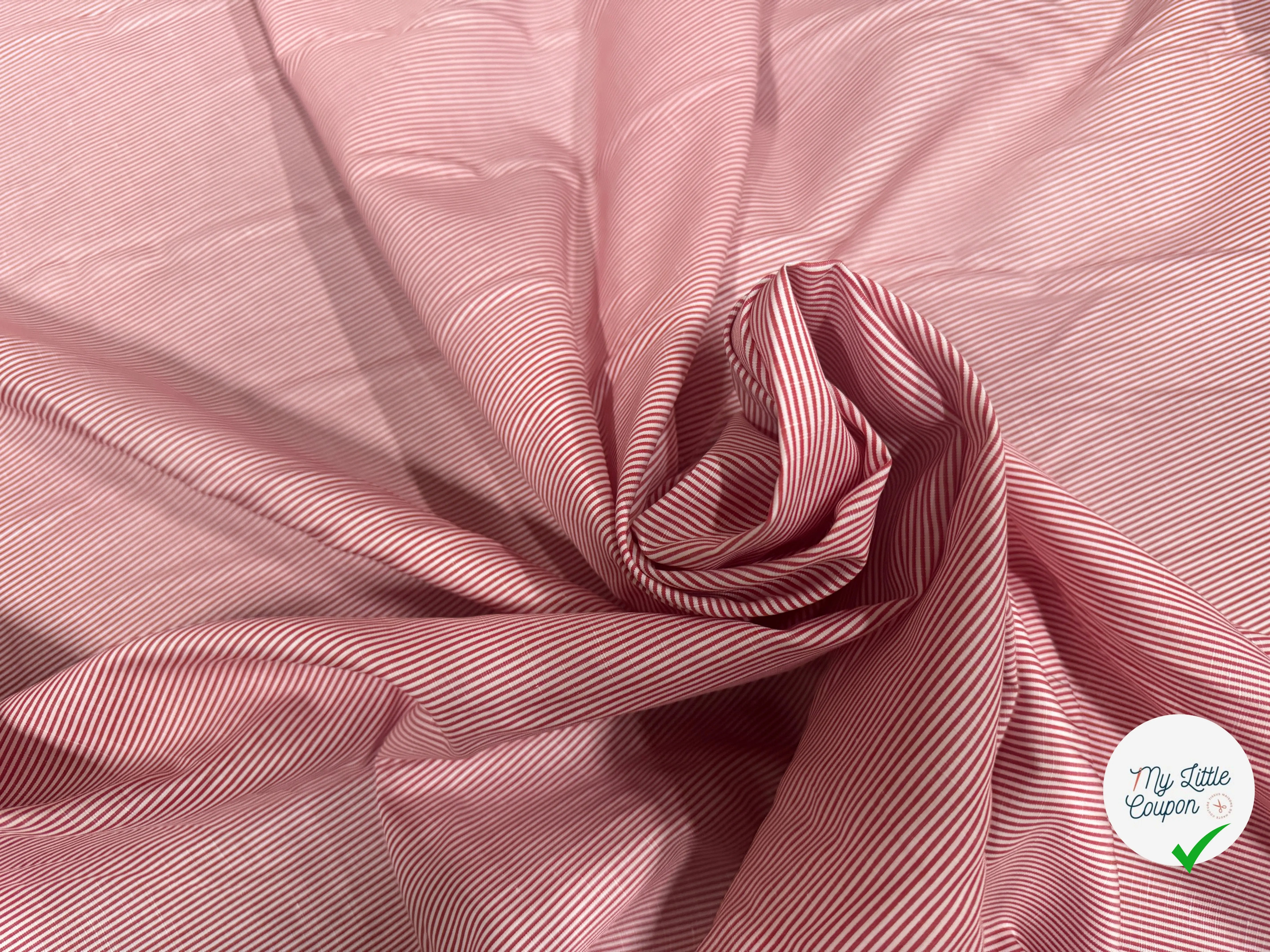 POPELINE DE COTON ALBINI FIGUERAS RAYURES ROUGE - My Little Coupon