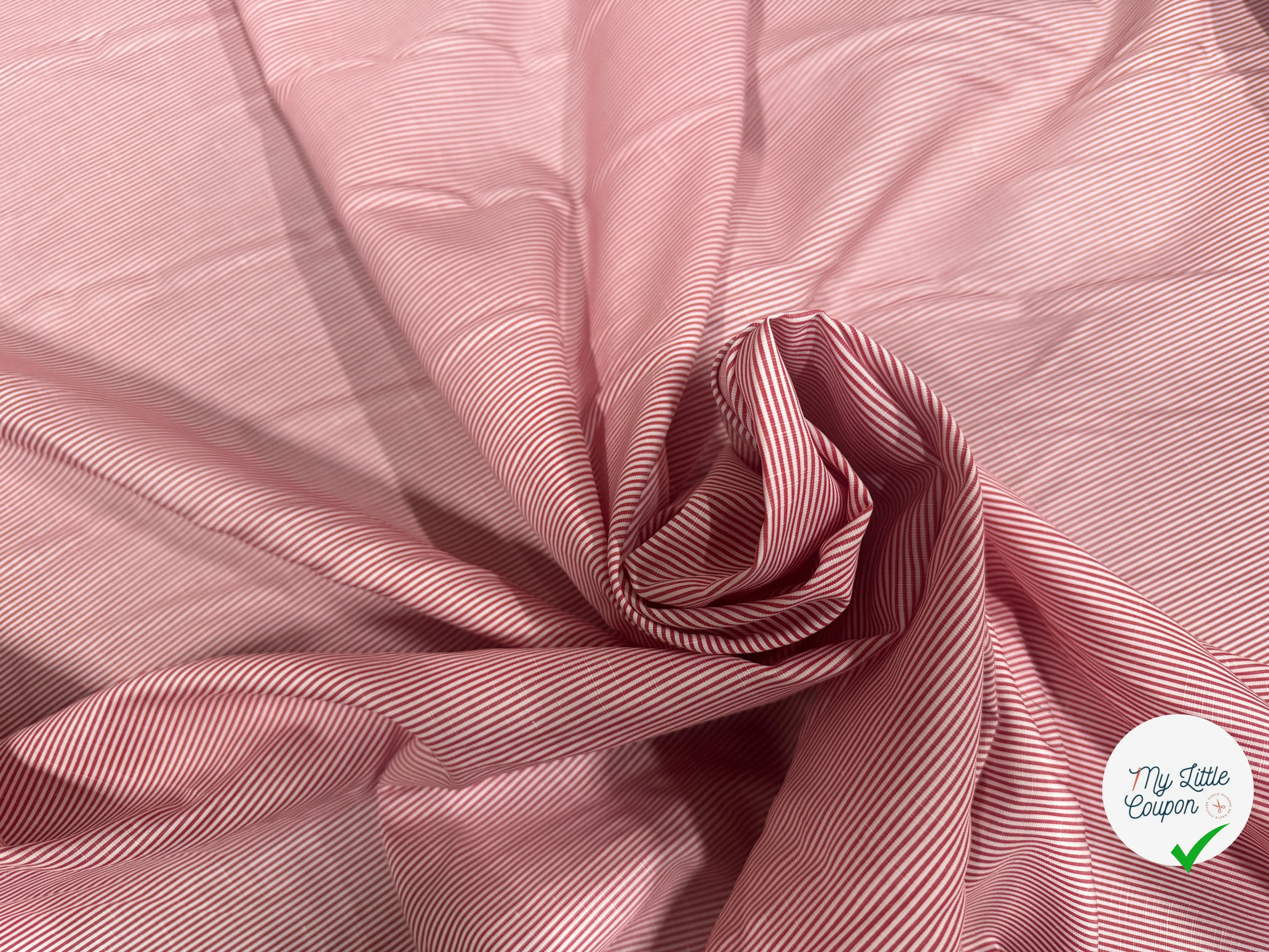 POPELINE DE COTON ALBINI FIGUERAS RAYURES ROUGE - My Little Coupon