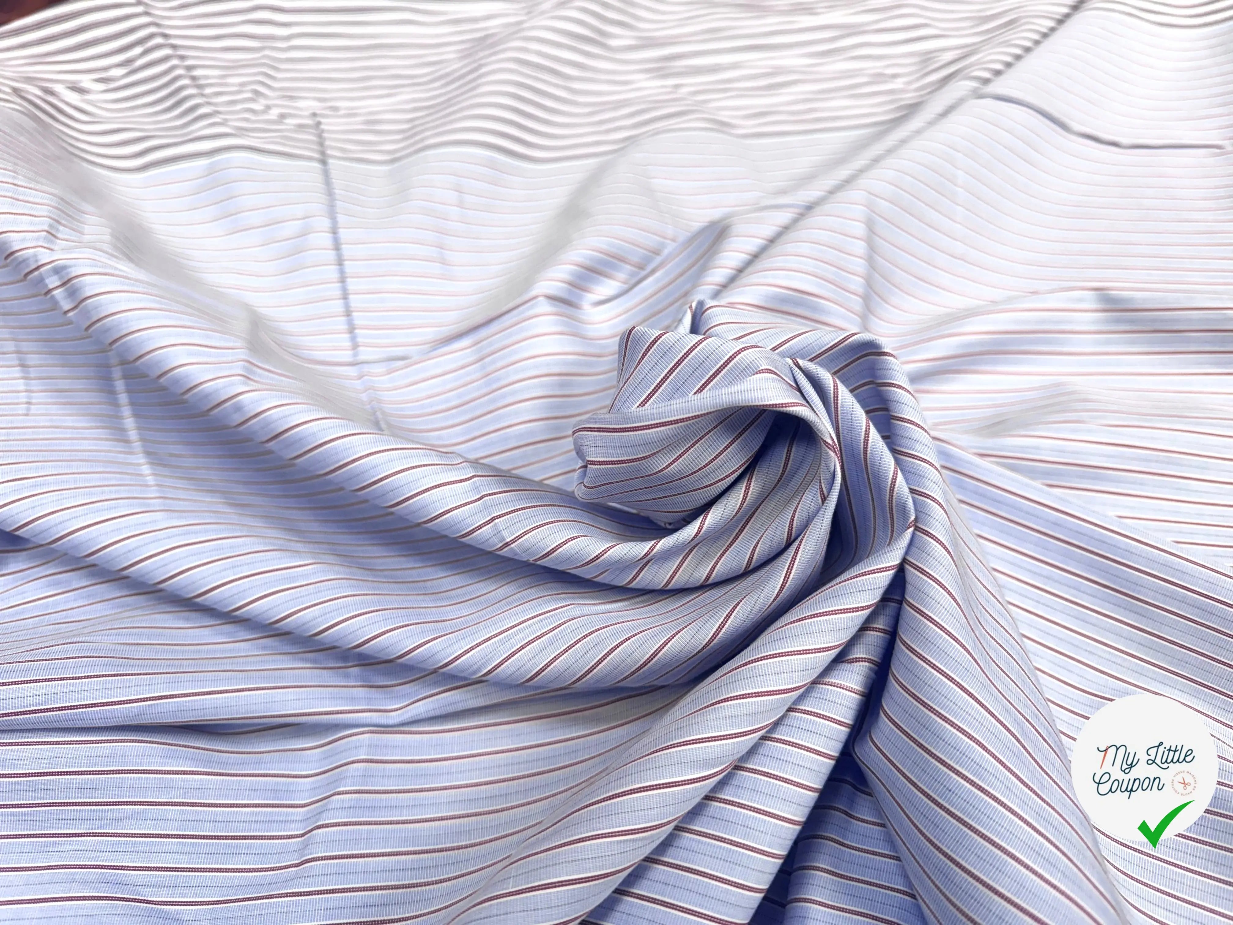 POPELINE DE COTON BI LAIZE RAYURES FOND BLEU ET MULTICOLOR - My Little Coupon