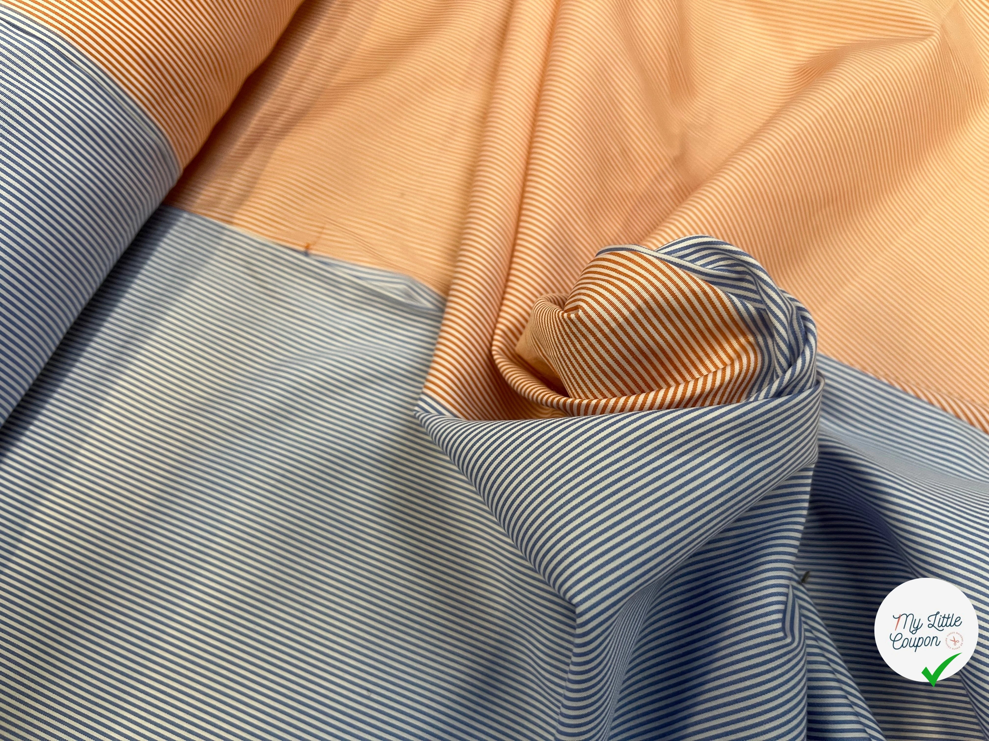 POPELINE DE COTON BICOLORE BLEU ET ORANGE BY RAYMOND - My Little Coupon