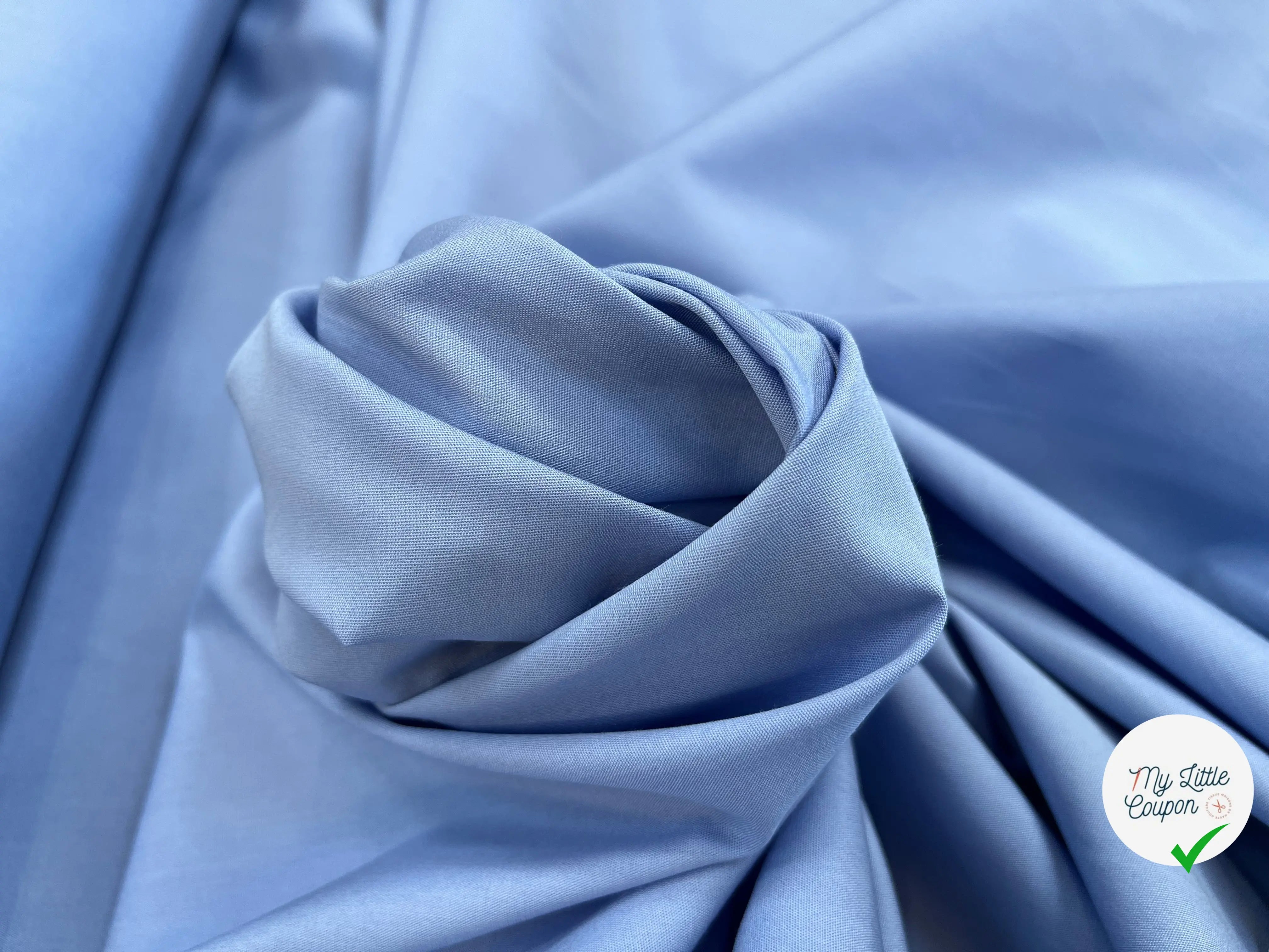 POPELINE DE COTON BLEU GRISÉ UNI - My Little Coupon
